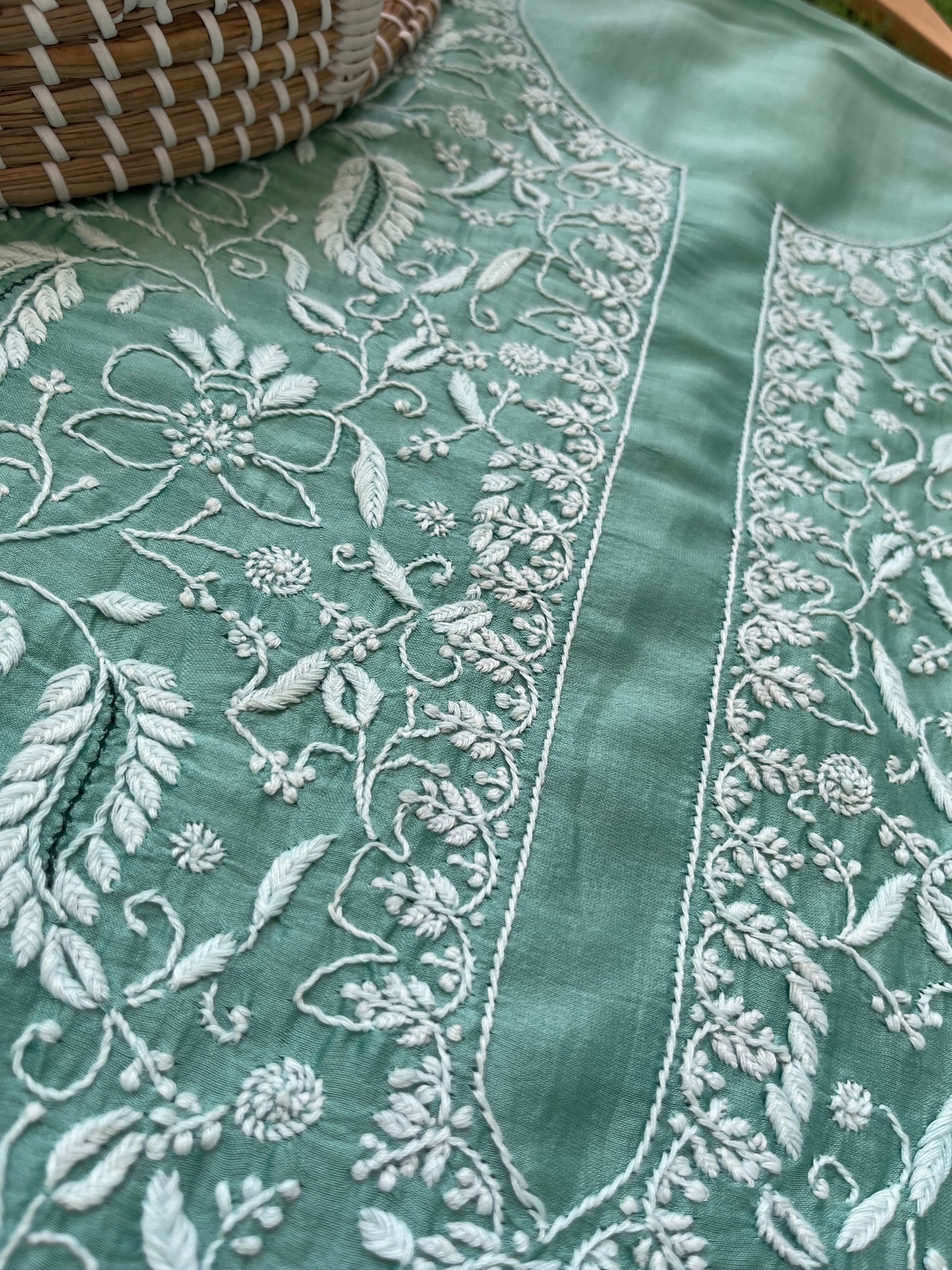 Chanderi chikankari kurta