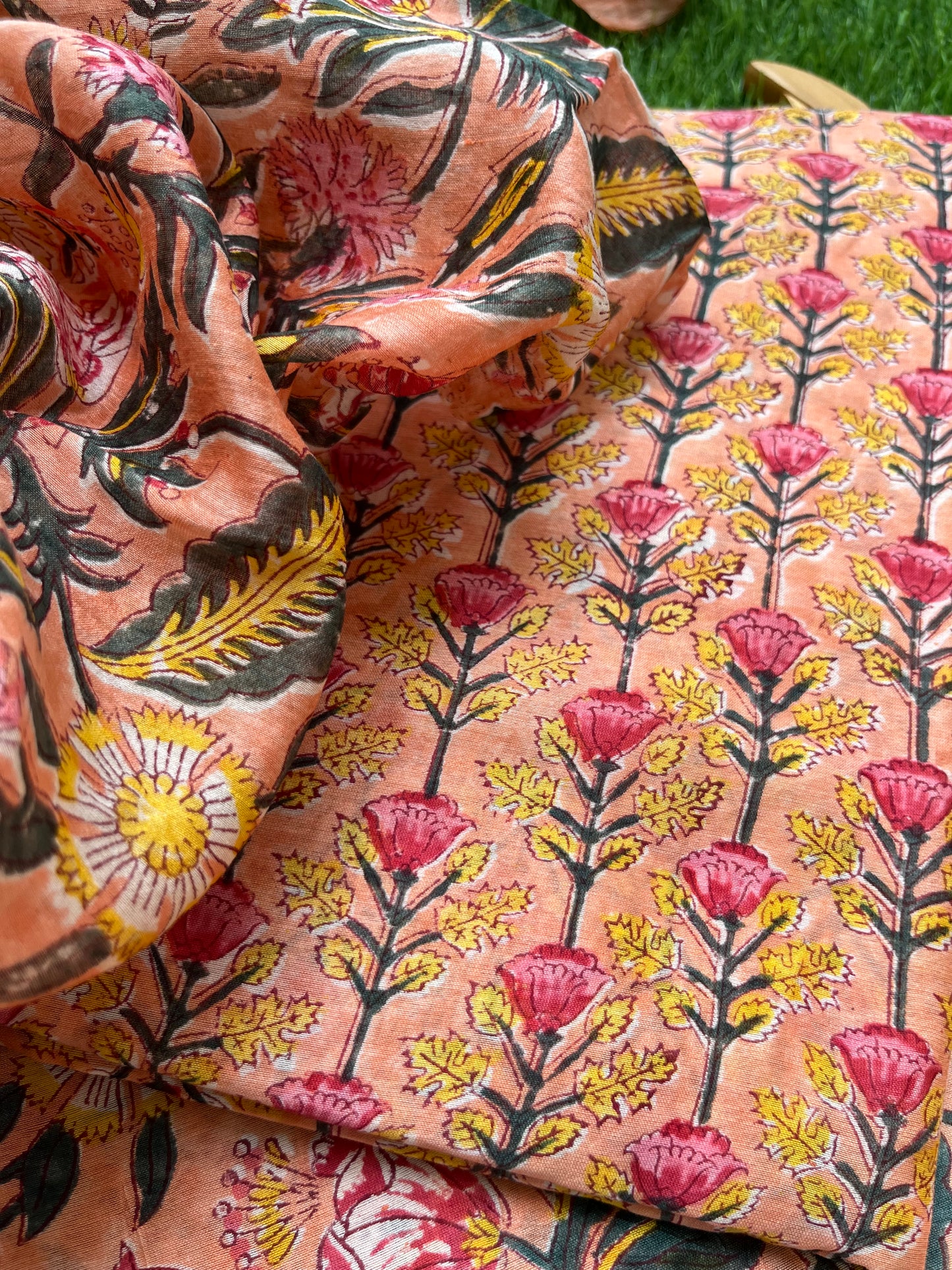 Block print chanderi Dupatta Kurta bottom