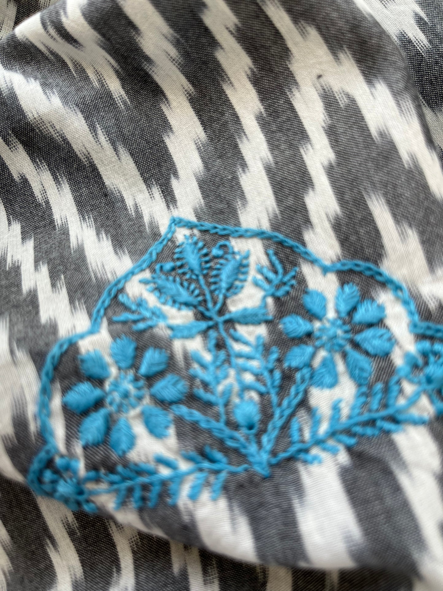 Double ikkat chikankari Dupatta