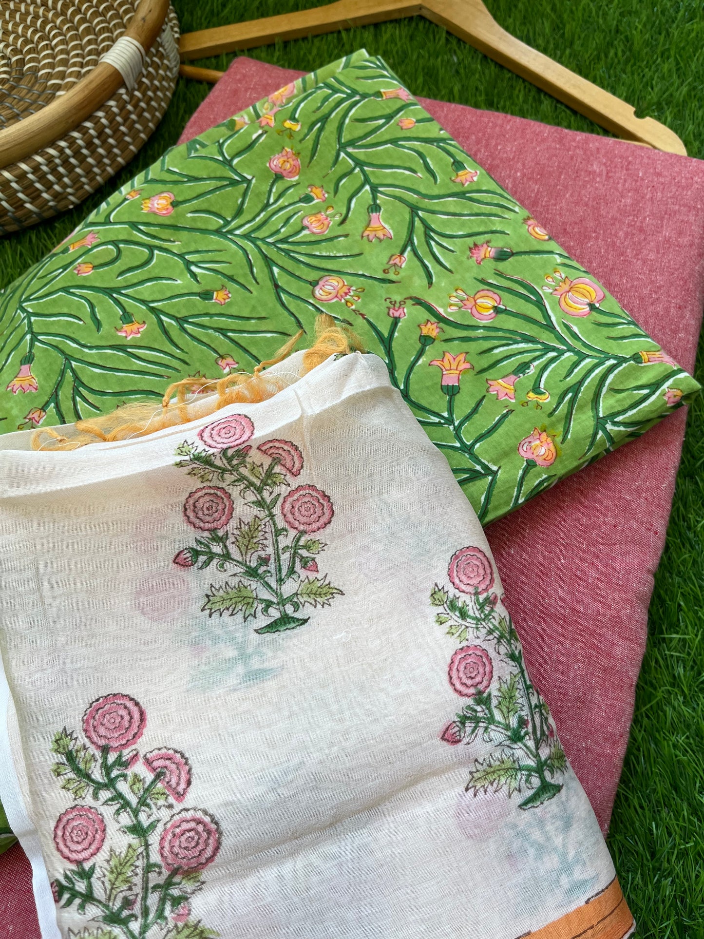 Cotton kurta bottom chanderi dupatta