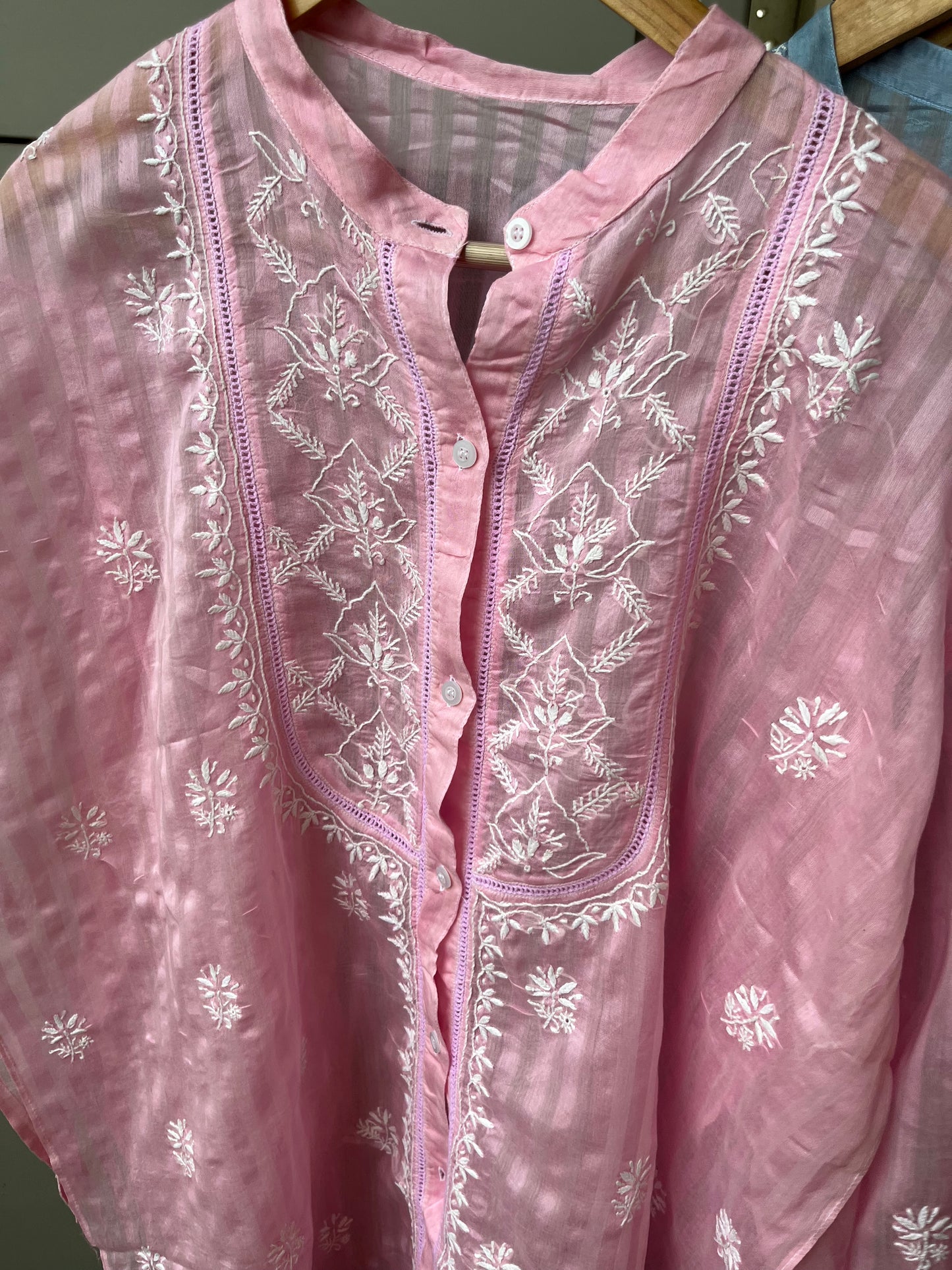 Chanderi chikan shirt and a-bottom-coord set