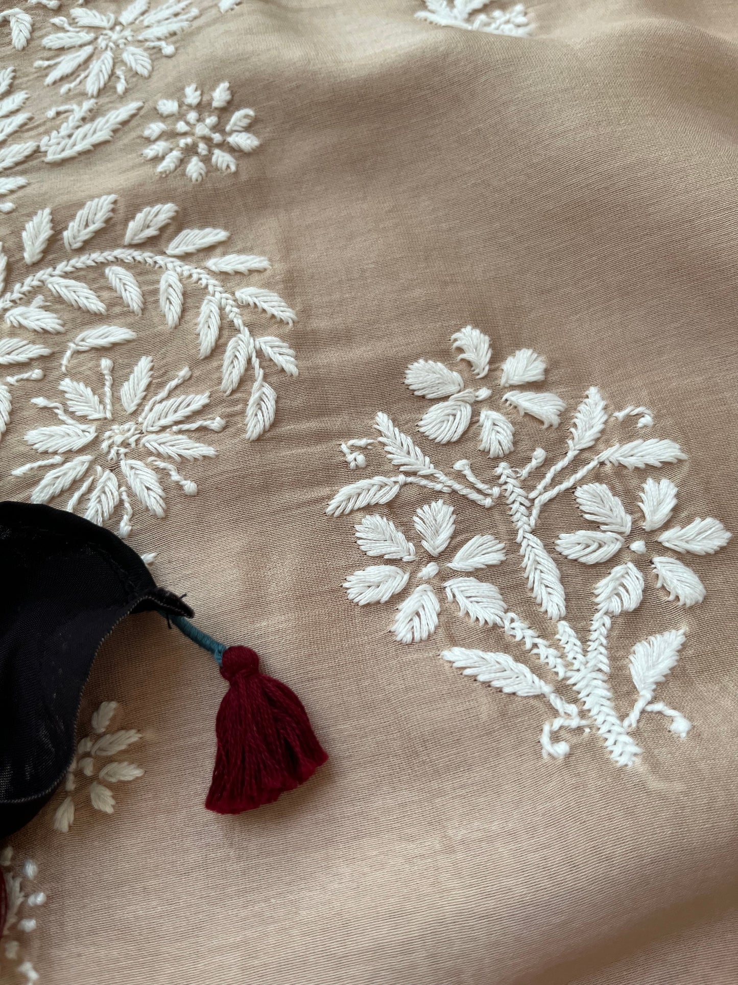 Chanderi Chikankari Kurta ajrakh Dupatta
