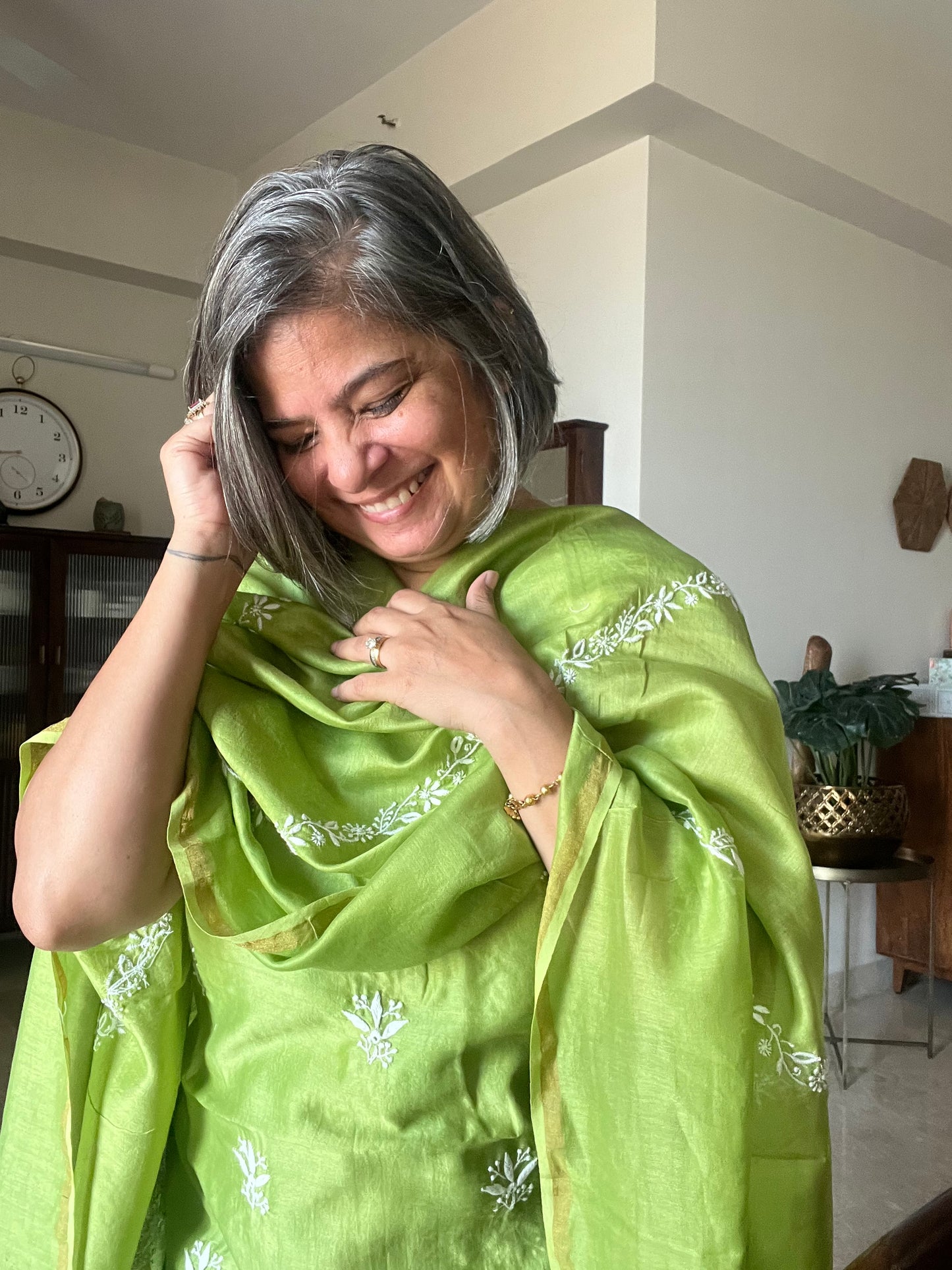 Chanderi chikan kurta and Dupatta