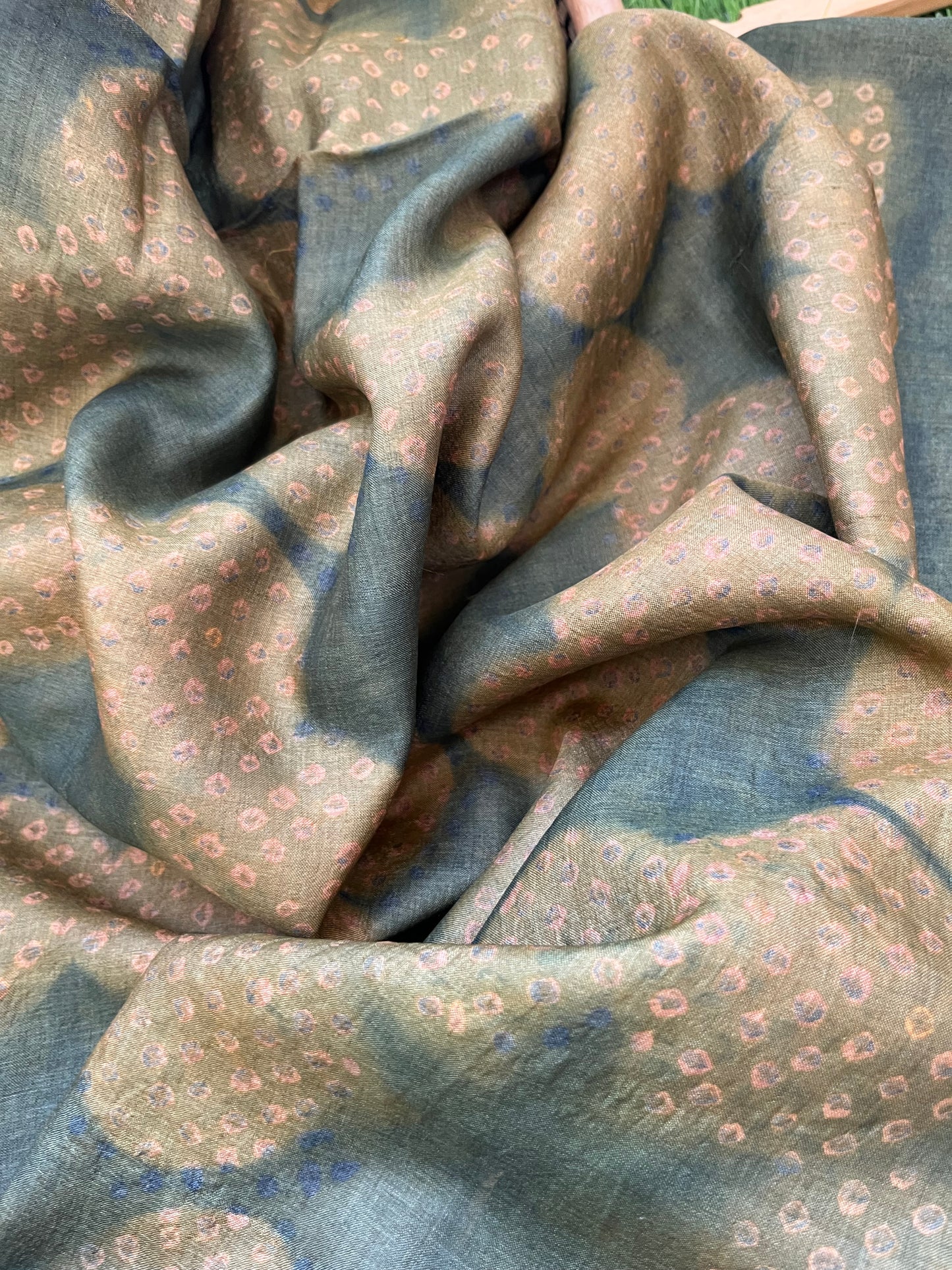 Tussar Silk Bandhani Kurta Dupatta