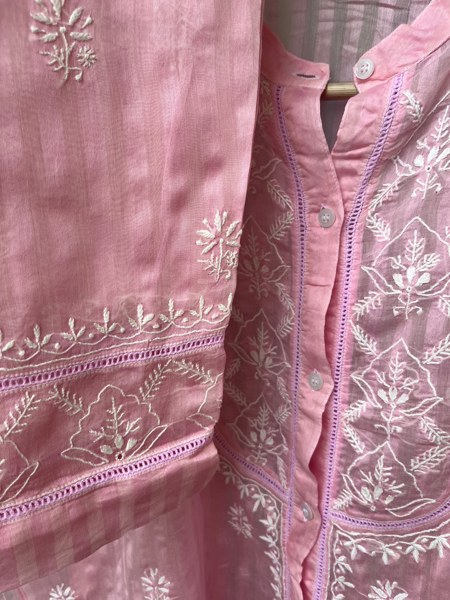 Chanderi chikan shirt and a-bottom-coord set