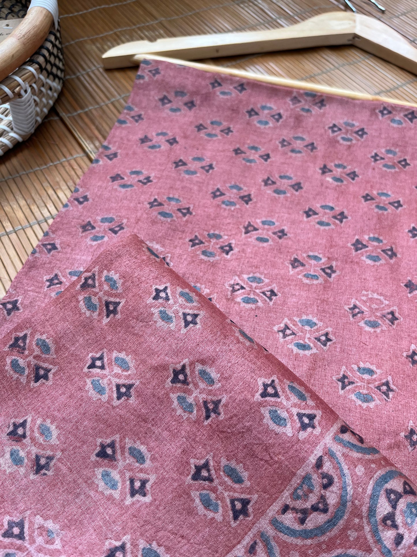 Tussar silk Ajrakh Kurta and dupatta