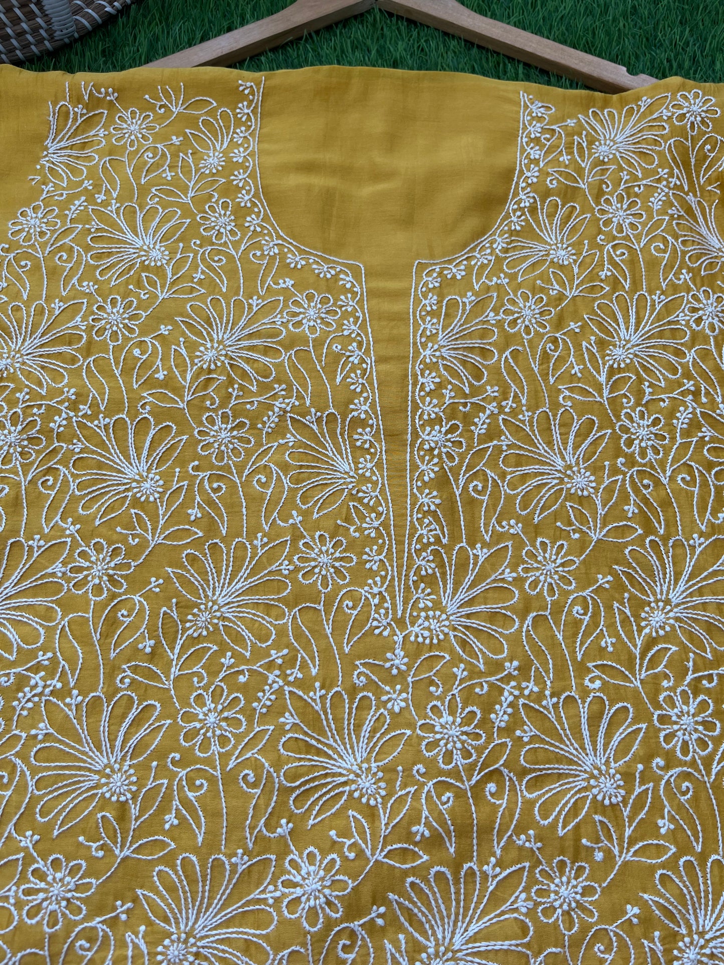 Chanderi chikankari kurta