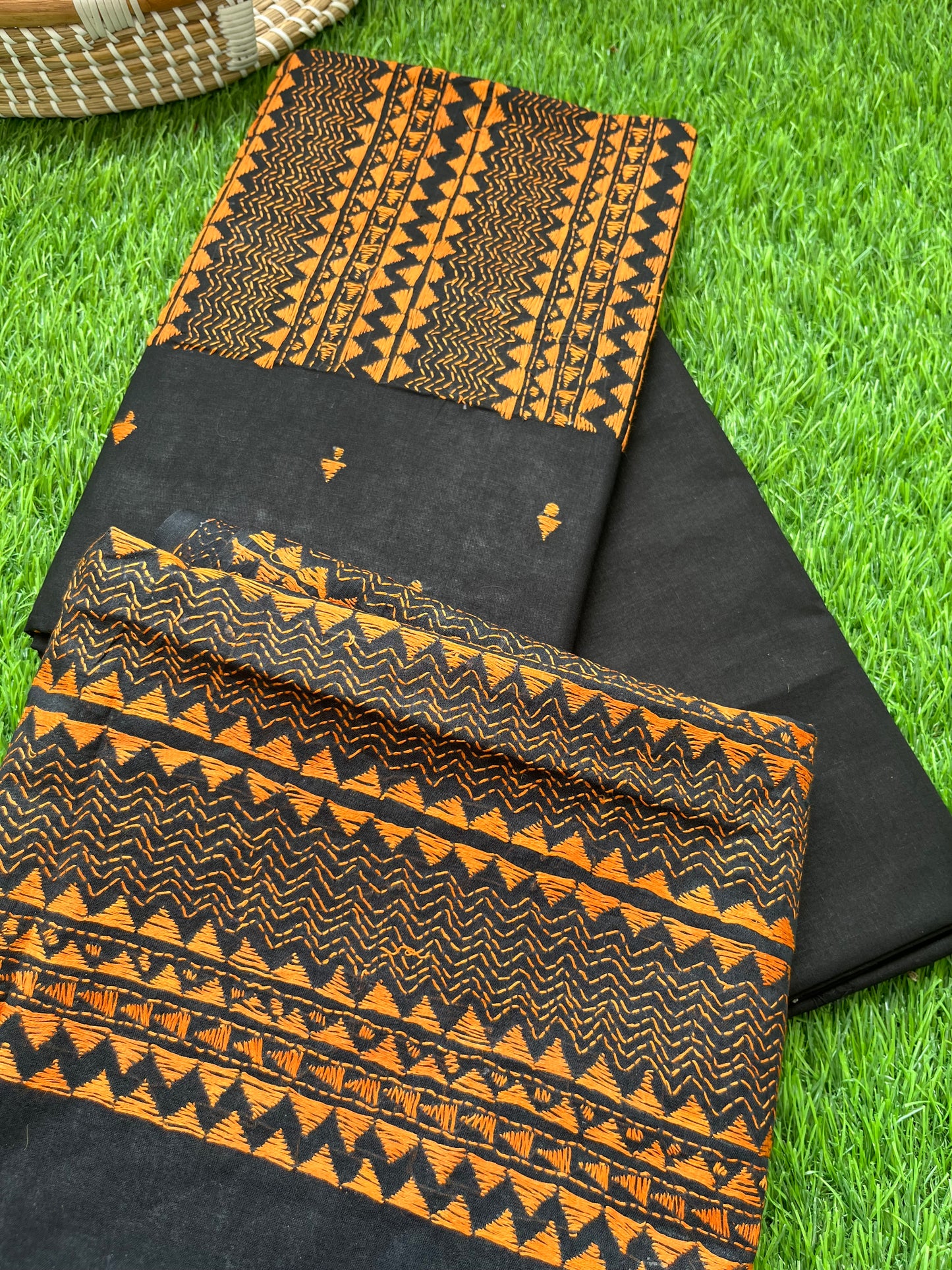 Handwoven Cotton Kantha Kurta Dupatta