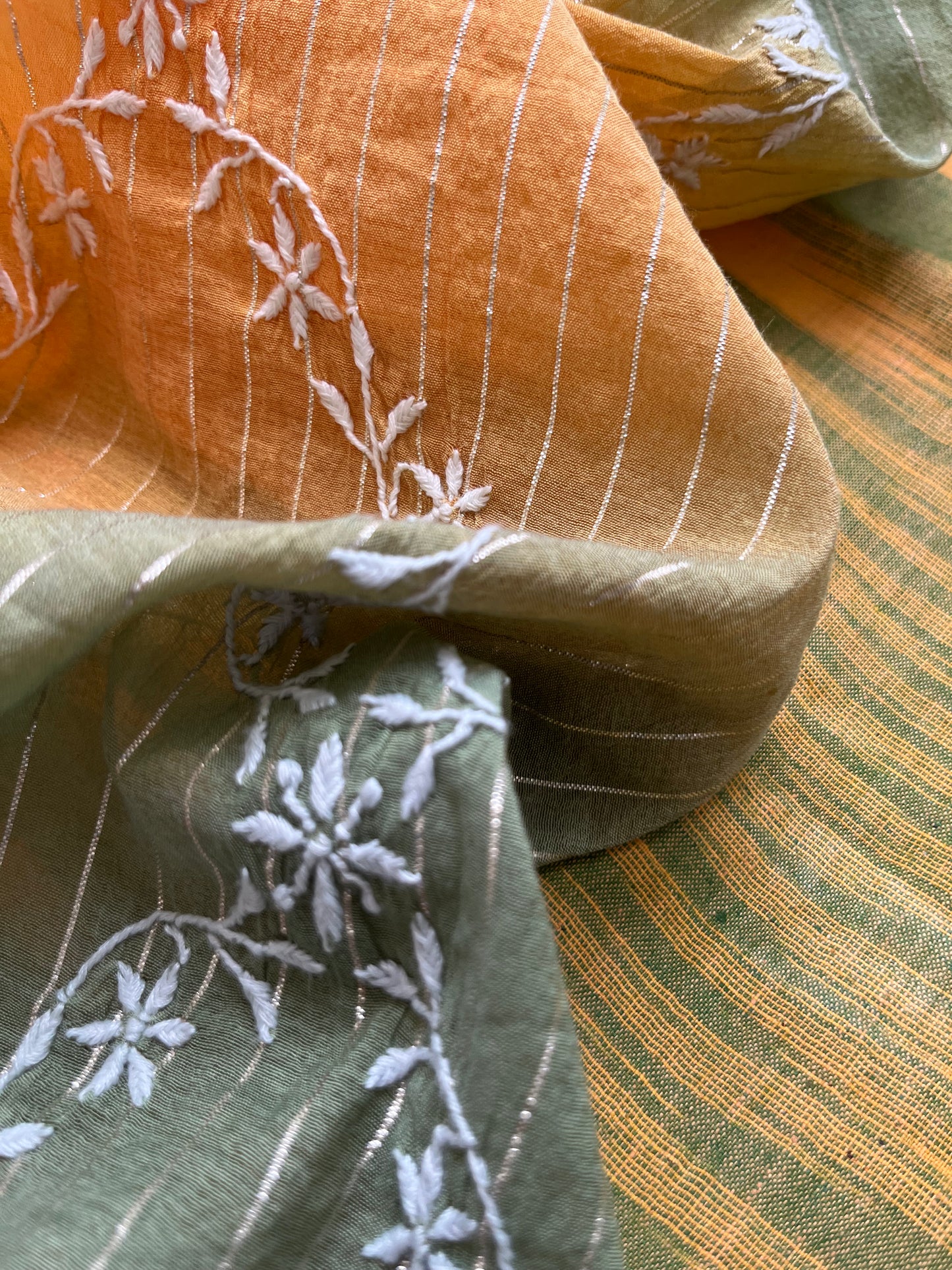 Chanderi Chikankari Dupatta khadi cotton kurta Fabric