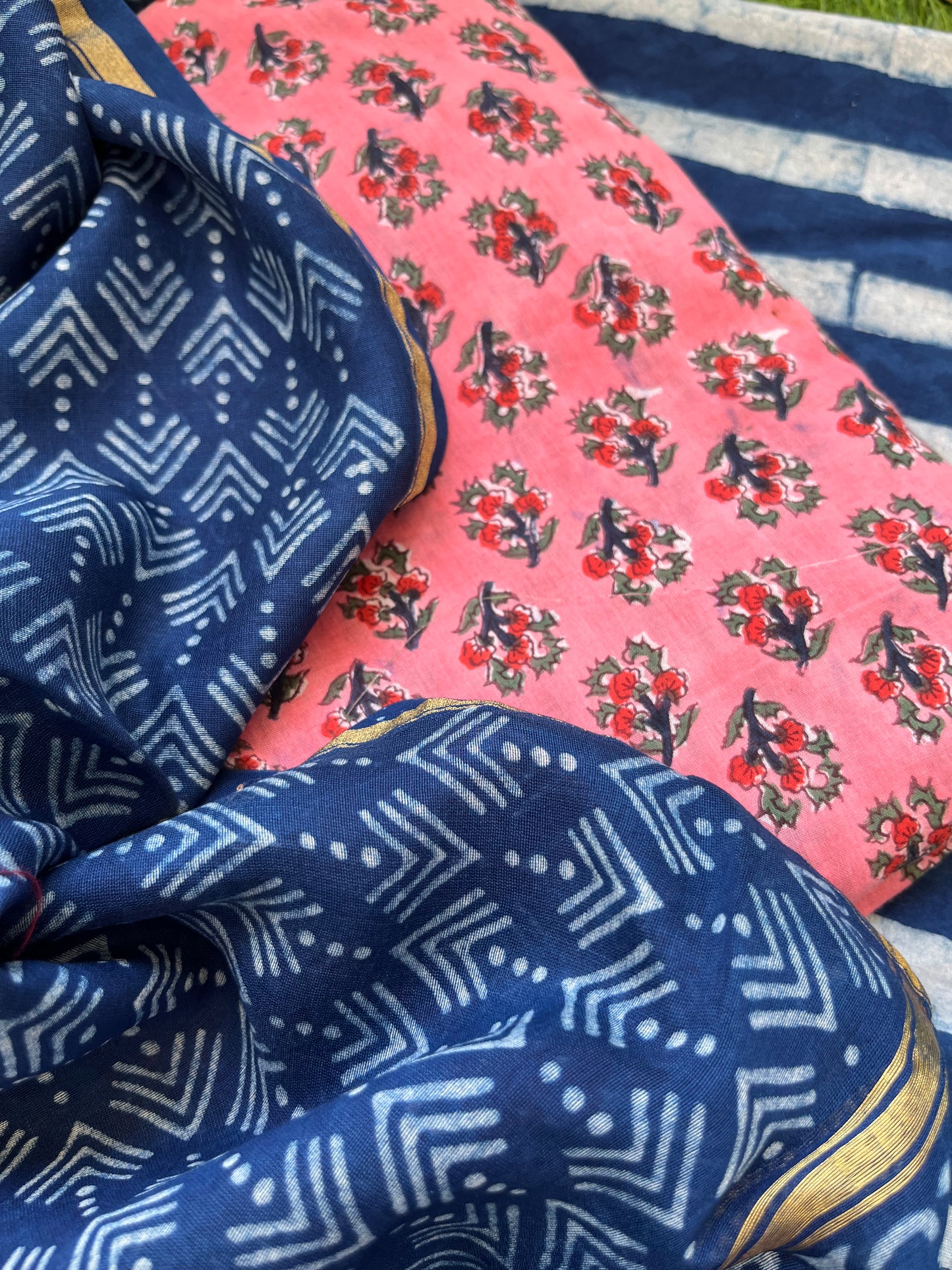 Cotton kurta bottom chanderi dupatta