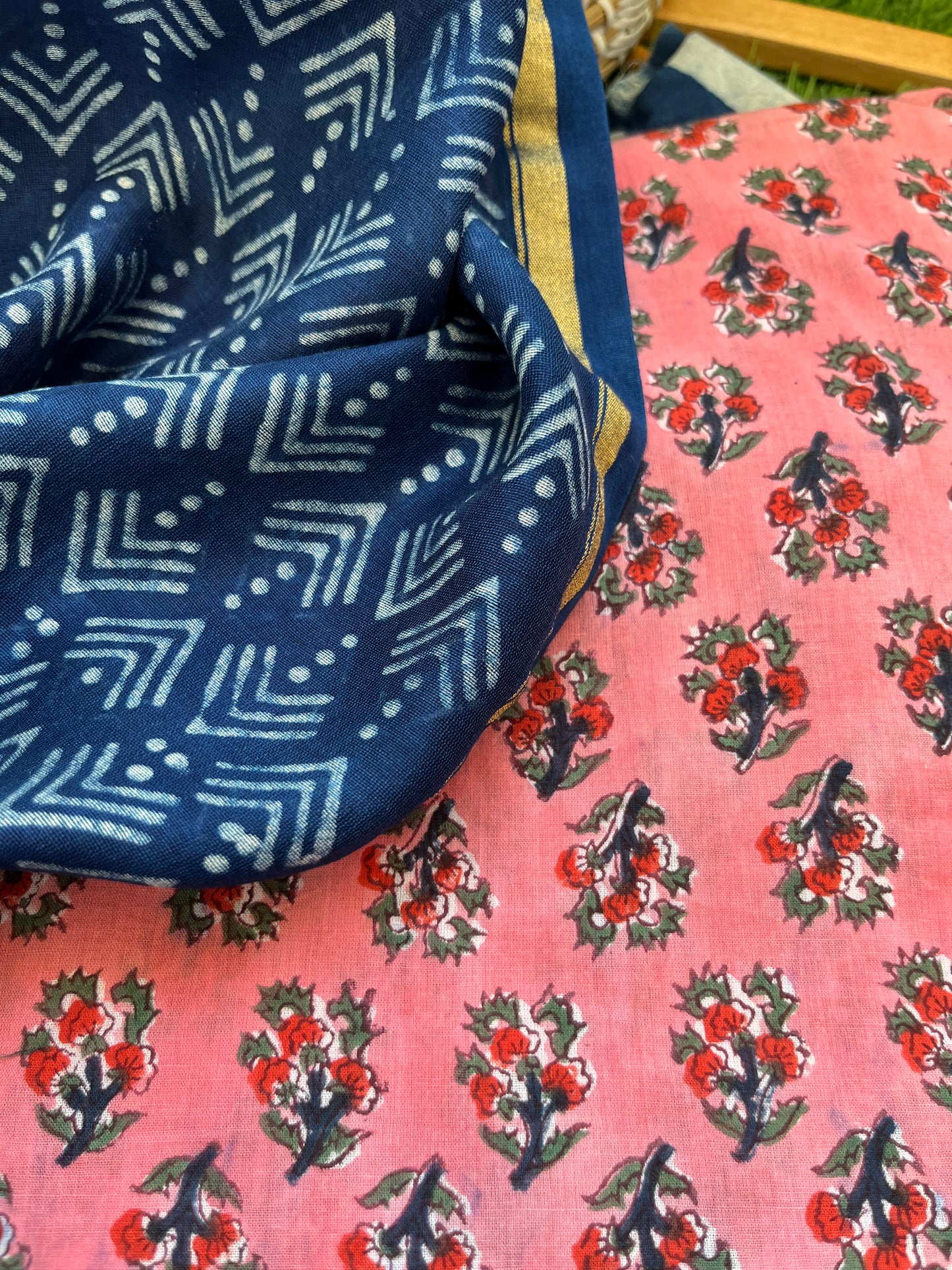 Cotton kurta bottom chanderi dupatta