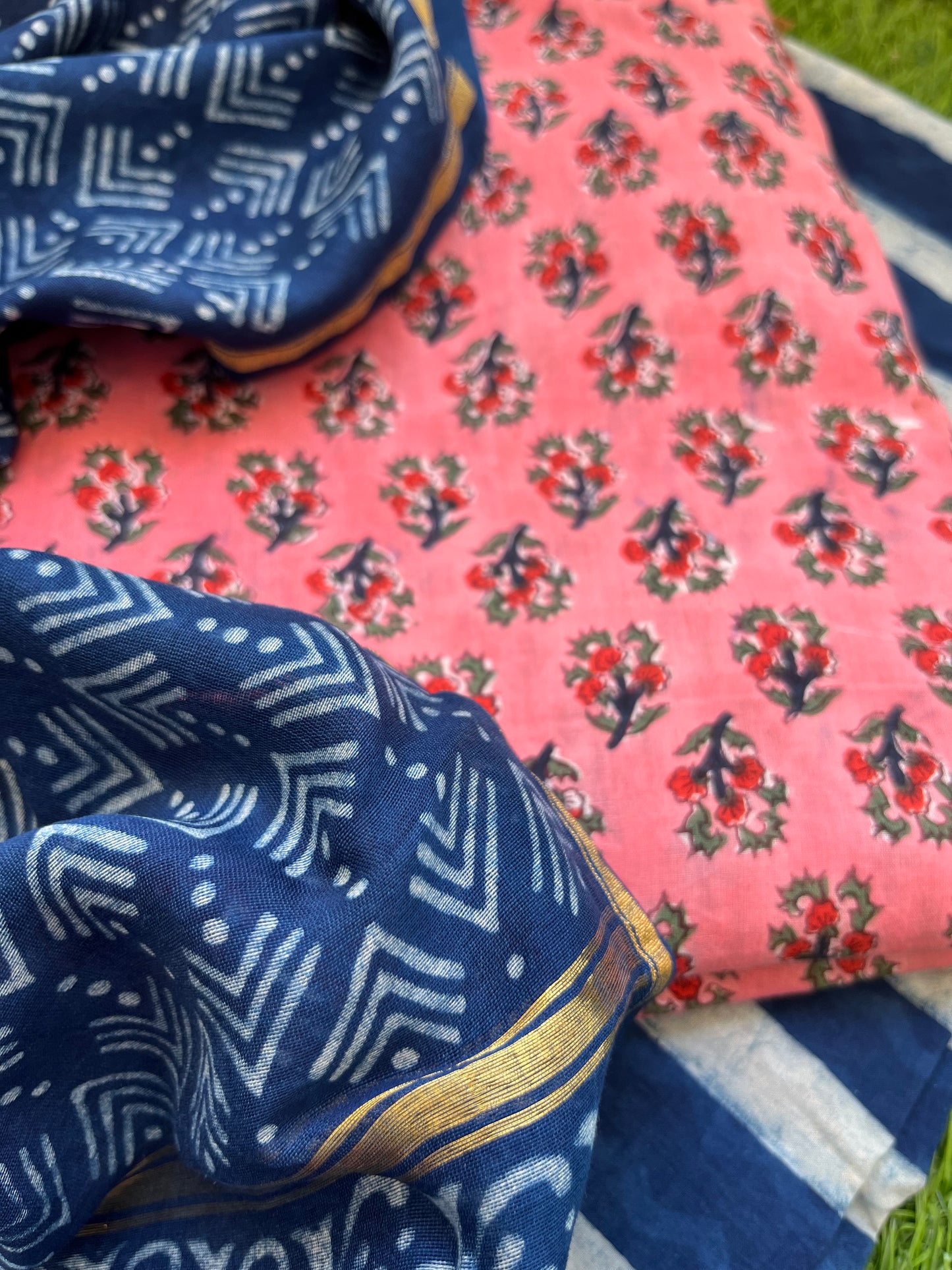 Cotton kurta bottom chanderi dupatta