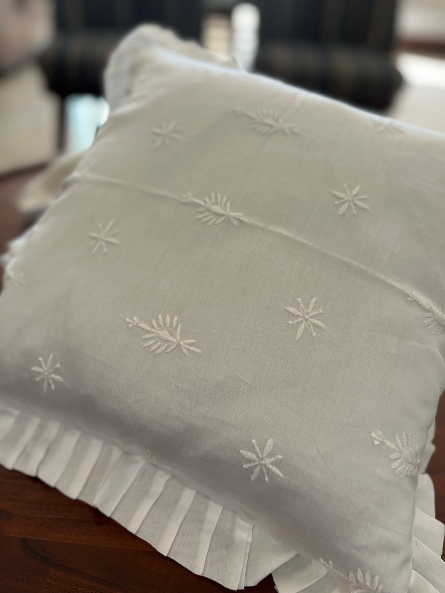 Chikankari cushion cover
