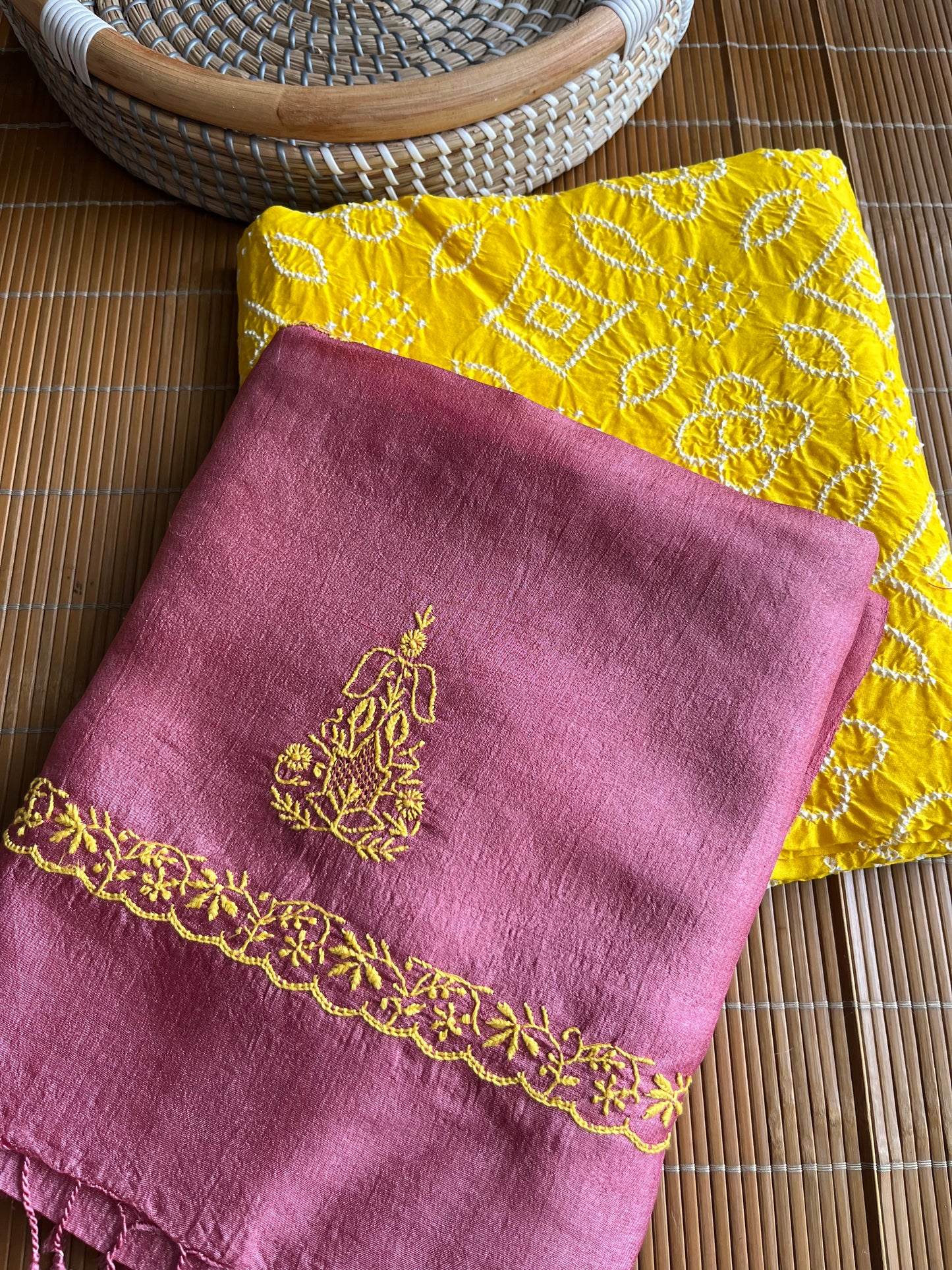 Tussar chikankari Dupatta