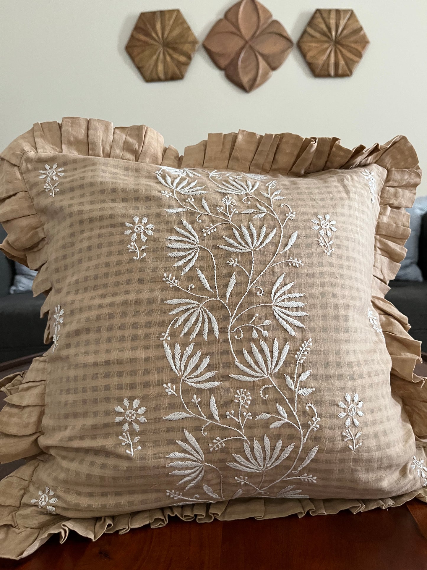 Chikankari cushion cover