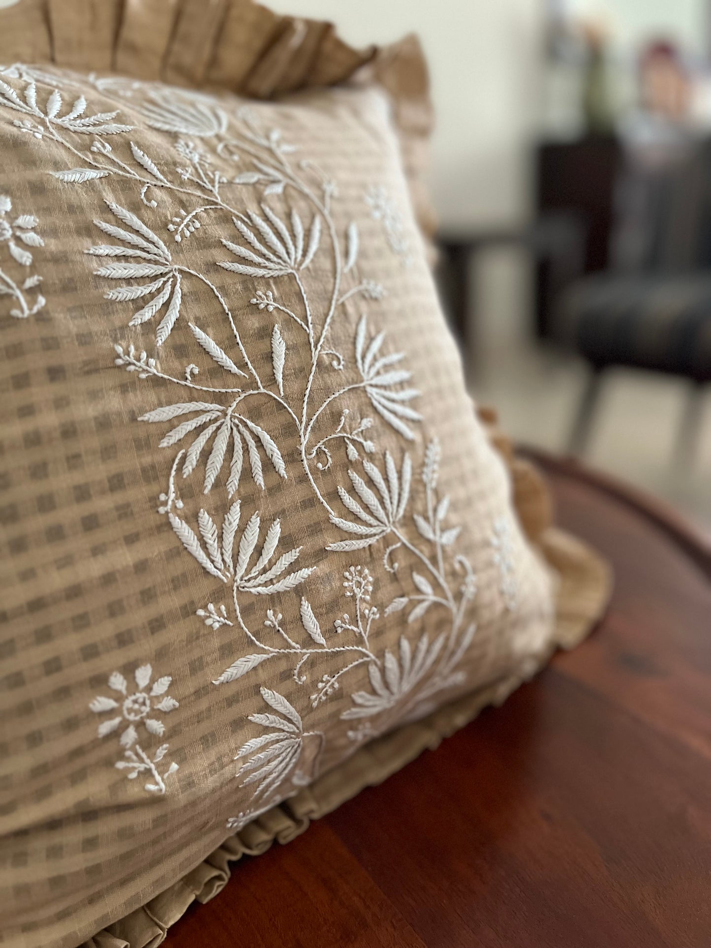 Chikankari cushion cover