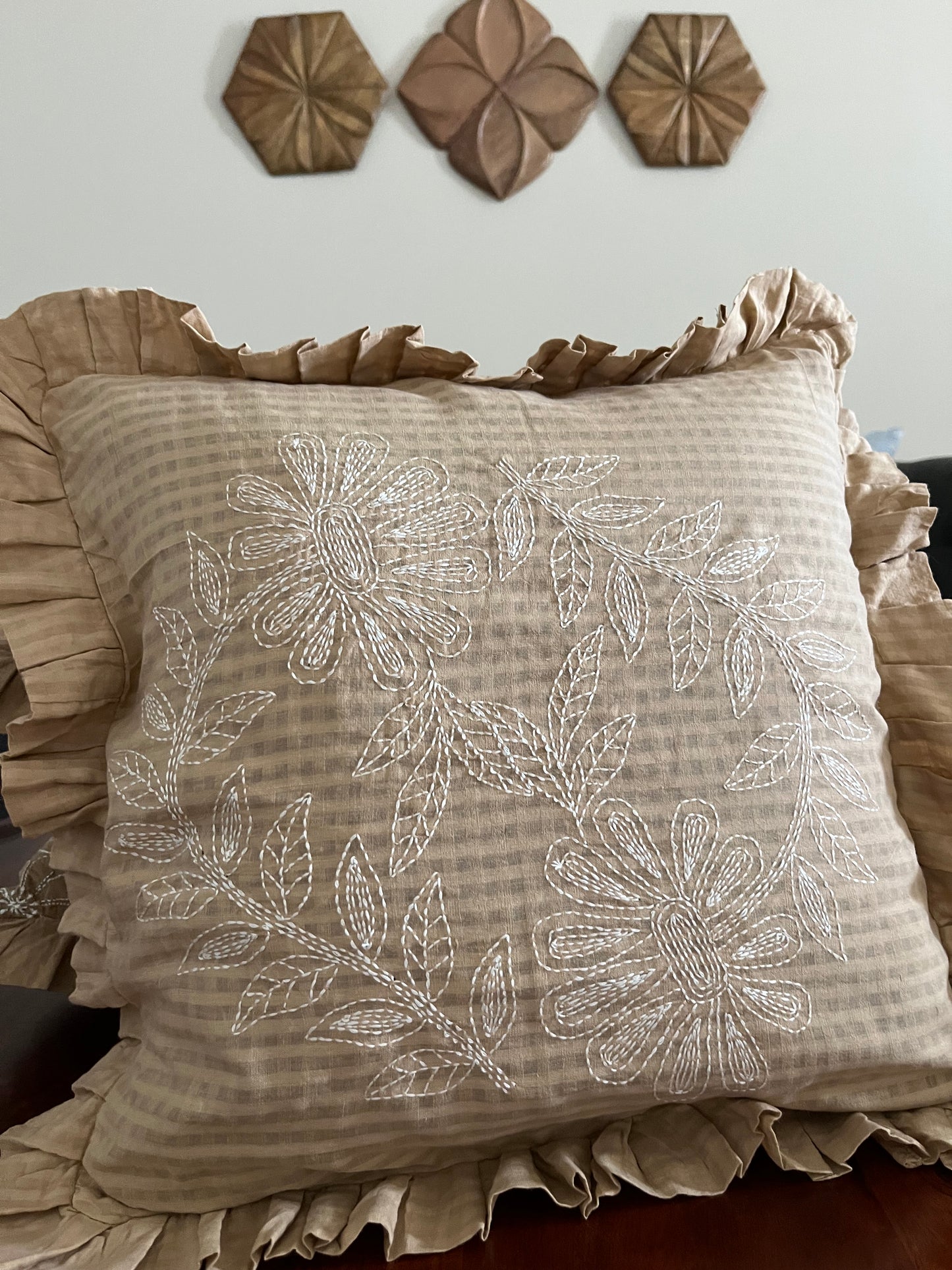 Chikankari cushion cover