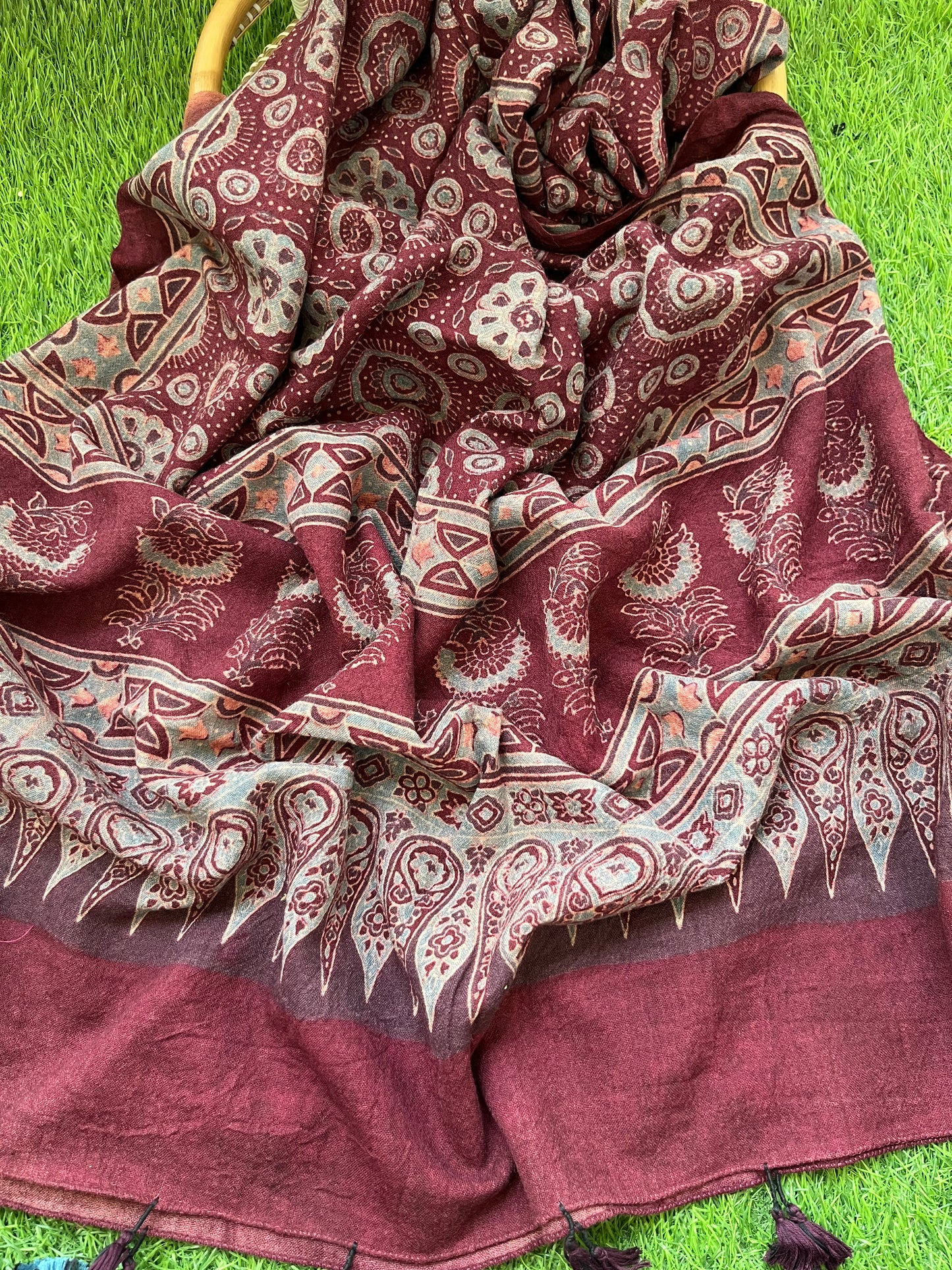 Handwoven ajrakh shawl