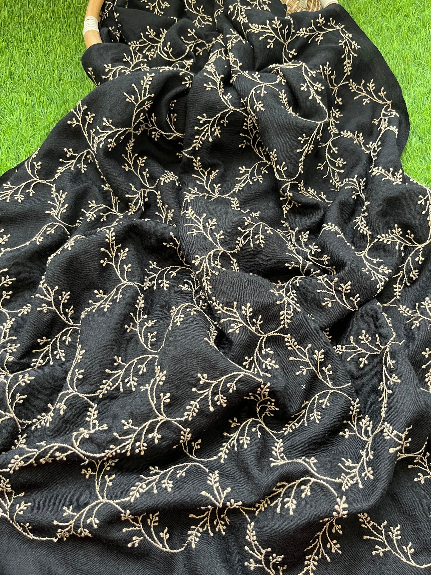 Pure wool chikankari shawl