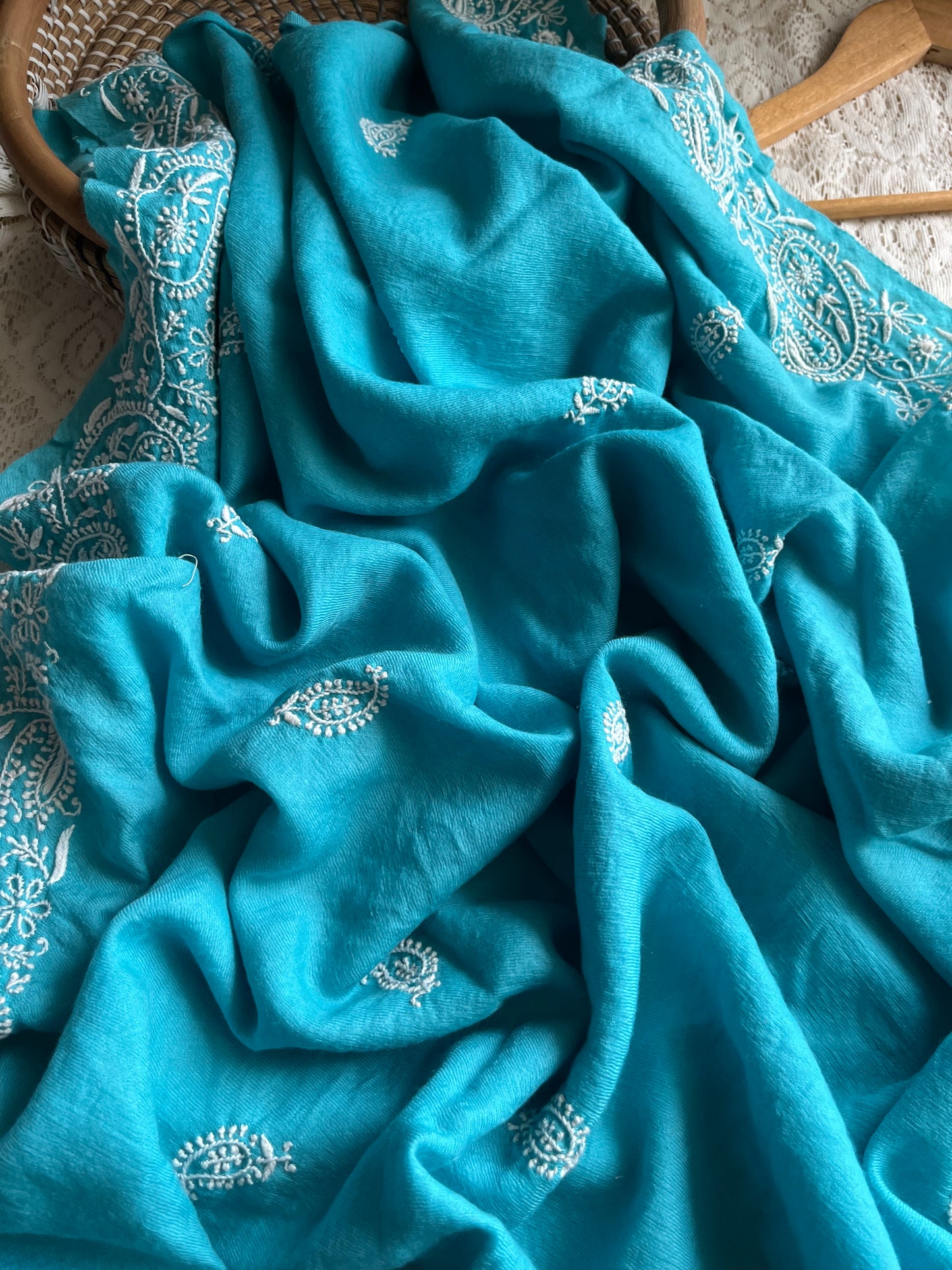 Pure wool chikankari shawl