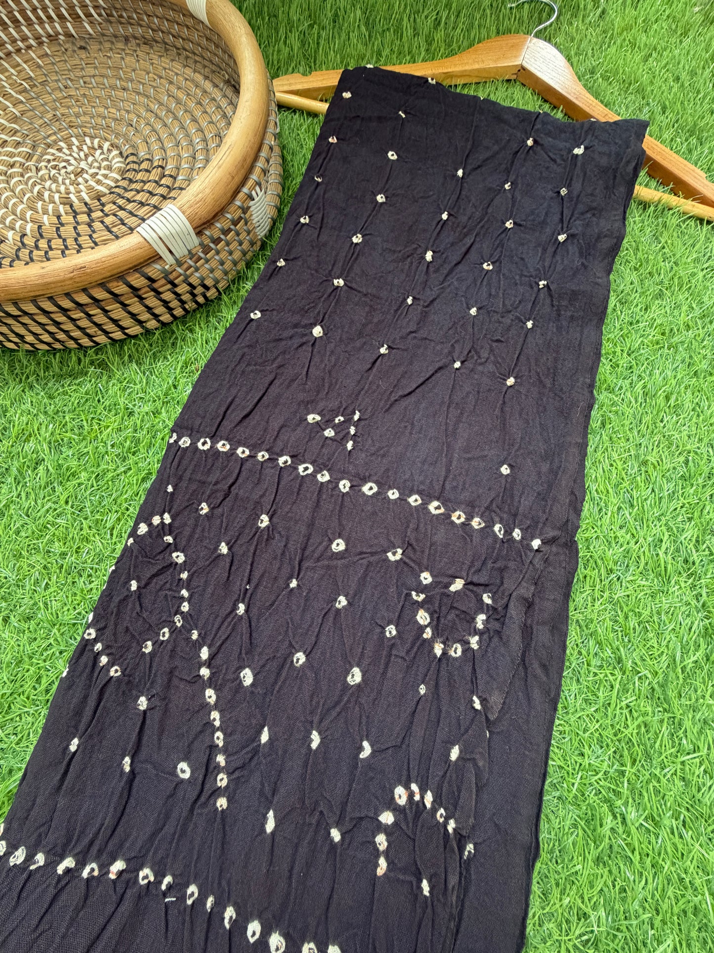 Handwoven organic kala Cotton bandhani fabric