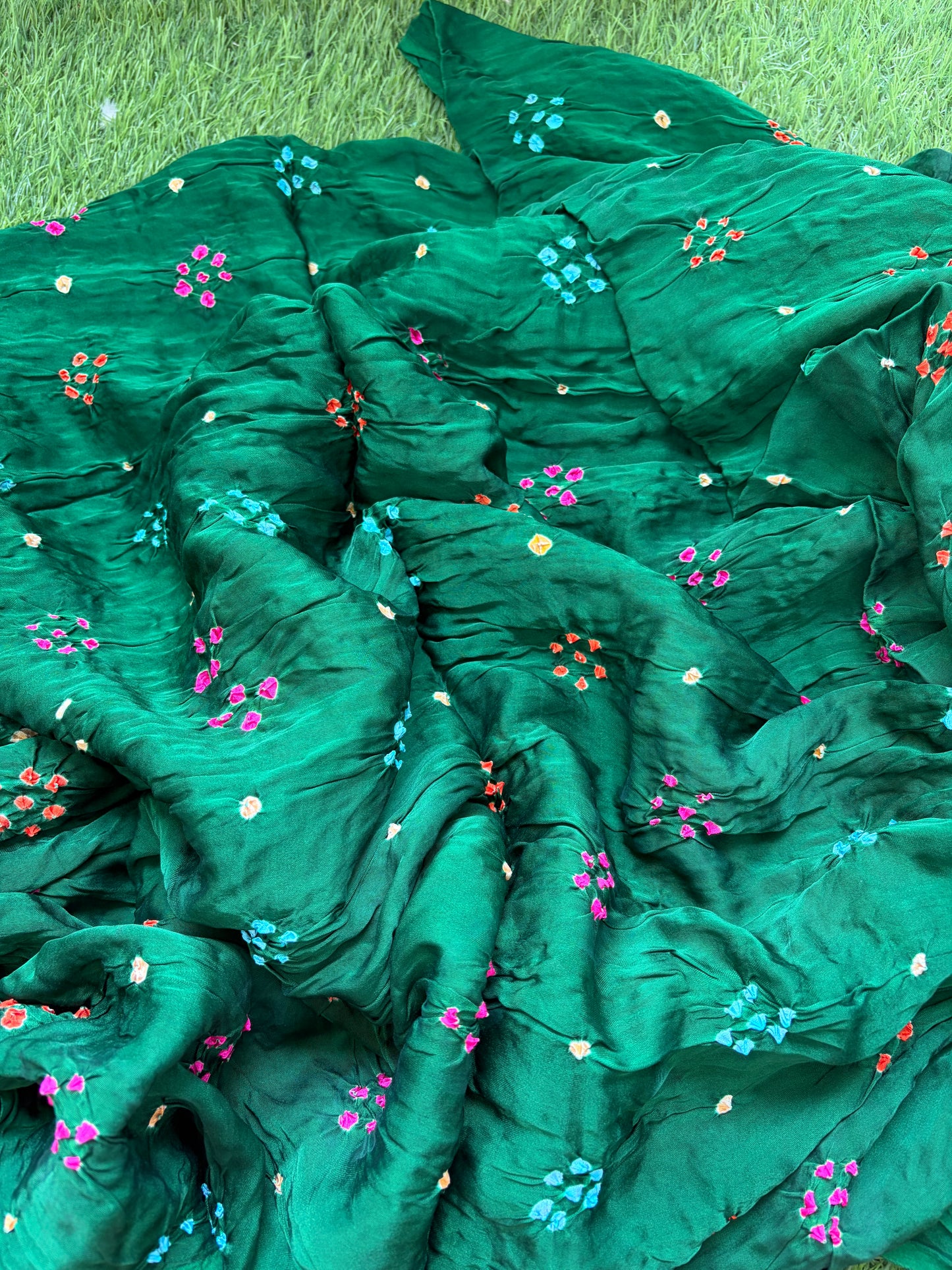 Modal silk bandhani fabric