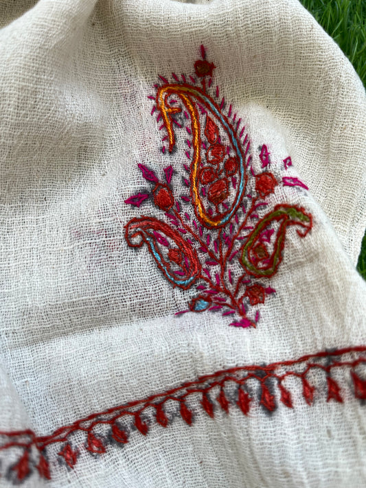 Kala Cotton kashmiri thread work stole