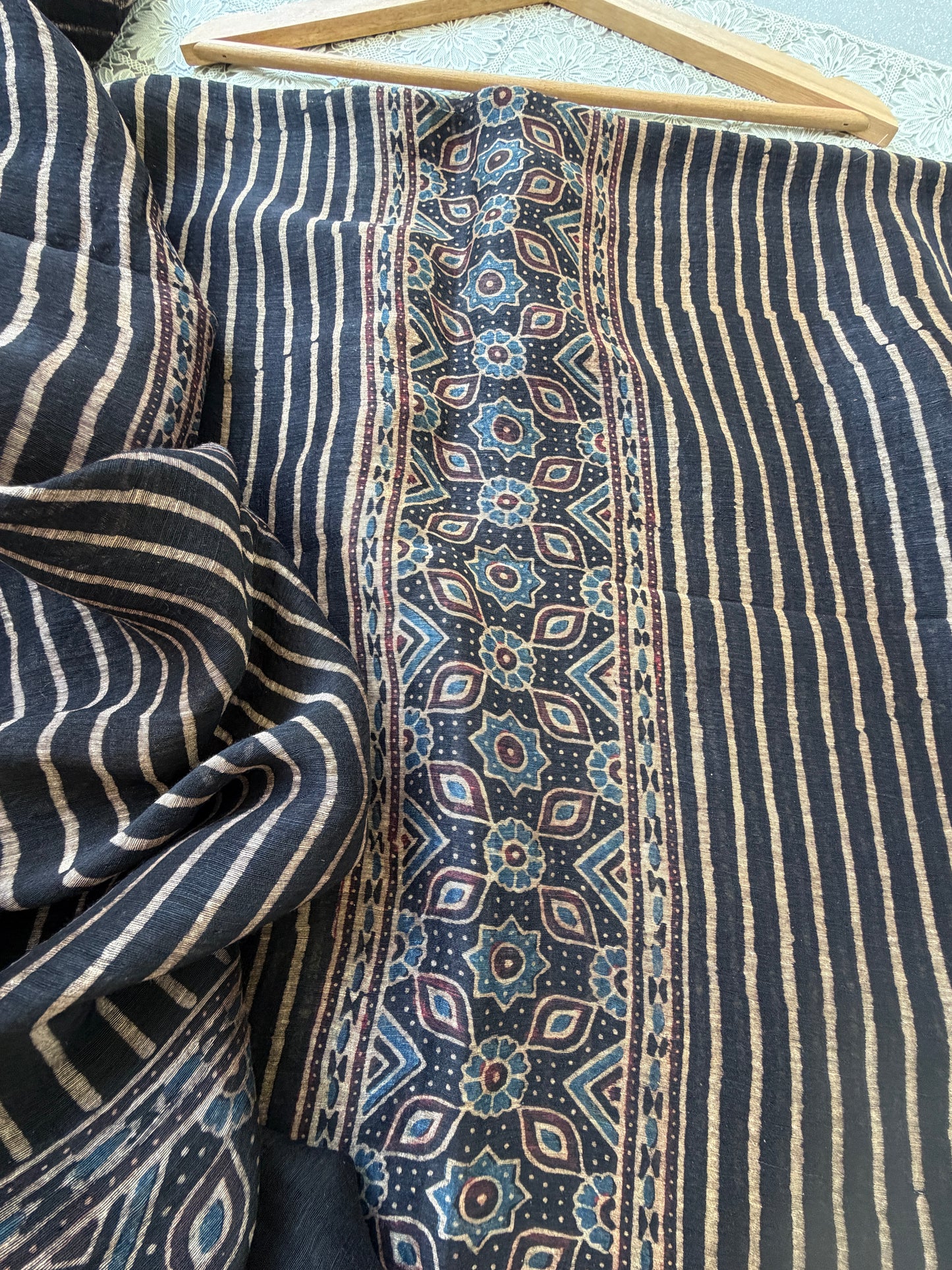 Linen Ajrakh Kurta and dupatta