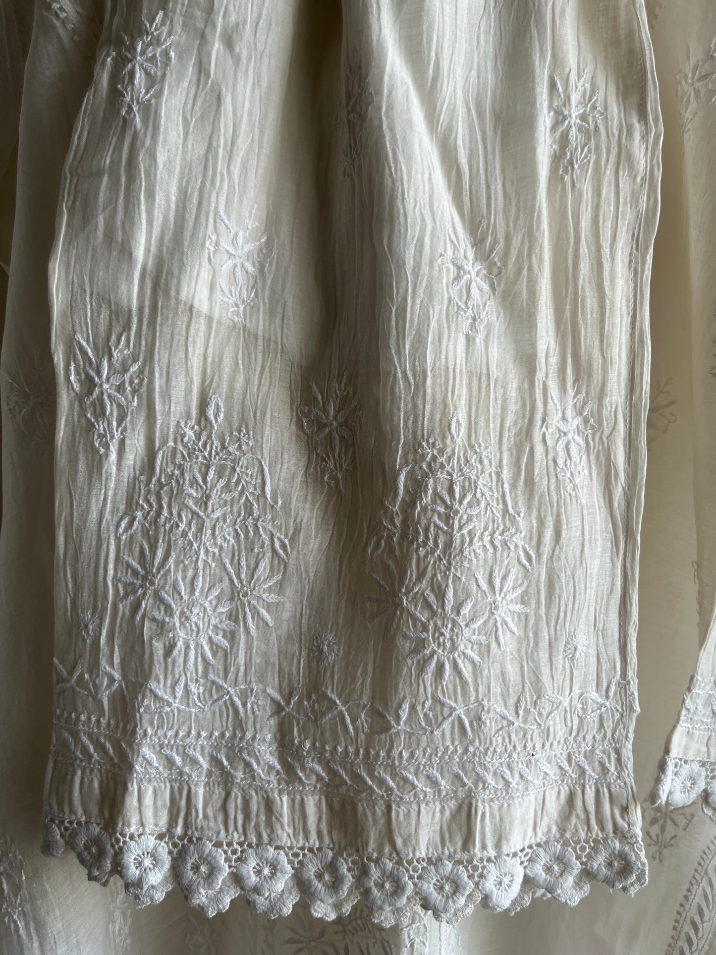 Chanderi chikan shirt and a-bottom