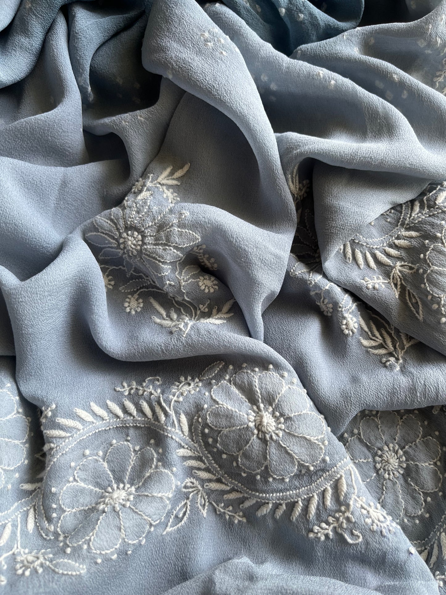 Chanderi Chikankari kurta with tussar dupatta