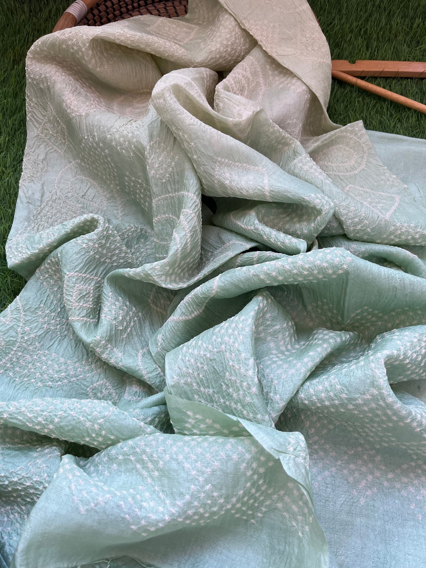 Tussar silk Bandhani dupatta plain kurta