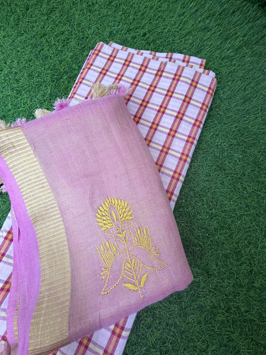 Khadi kurta linen tissue chikankari dupatta