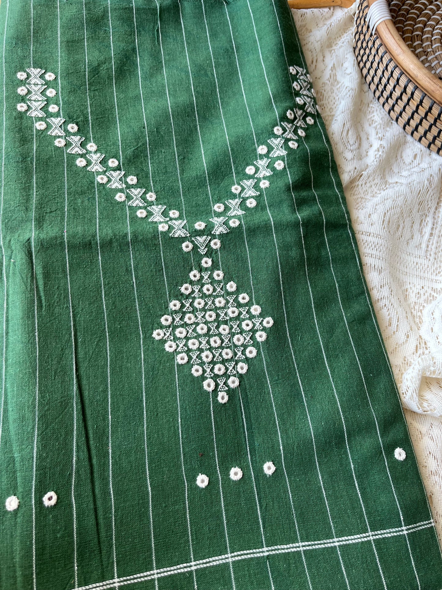 Handwoven organic kala Cotton kurta bottom dupatta