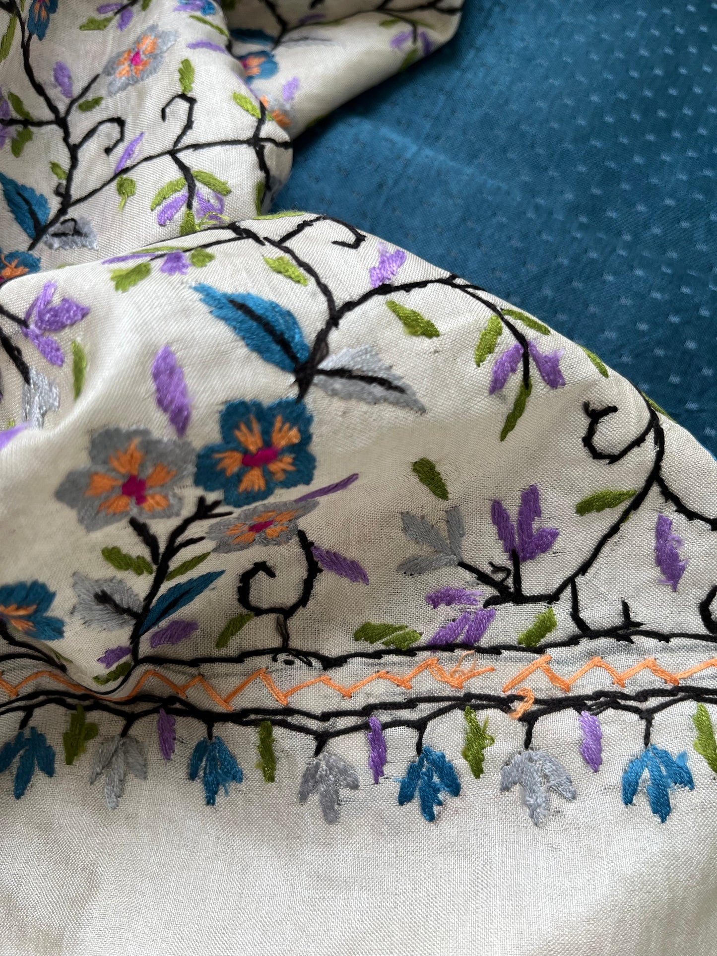 Silk needle work Dupatta mashru kurta Bottom fabric