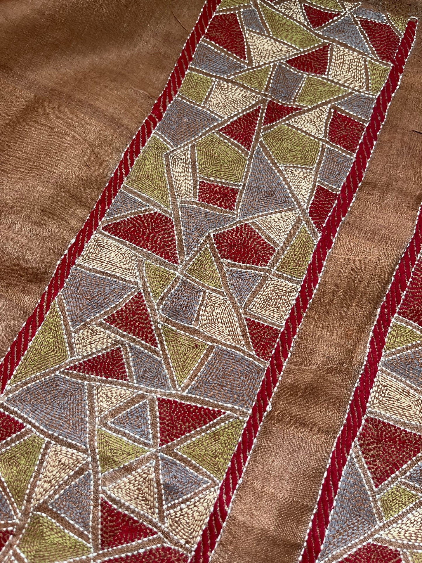 Silk Kantha work kurta fabric