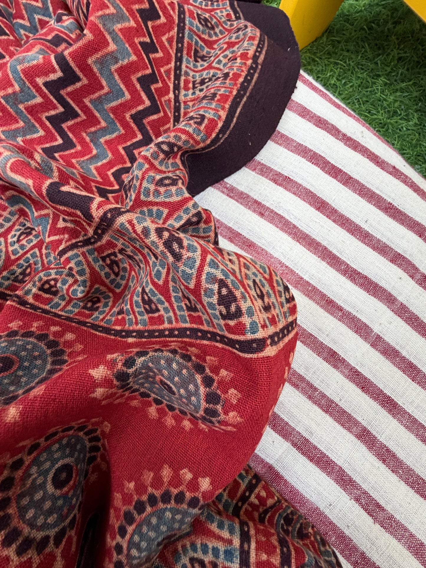 Kala Cotton stripe Kurta and ajrakh dupatta