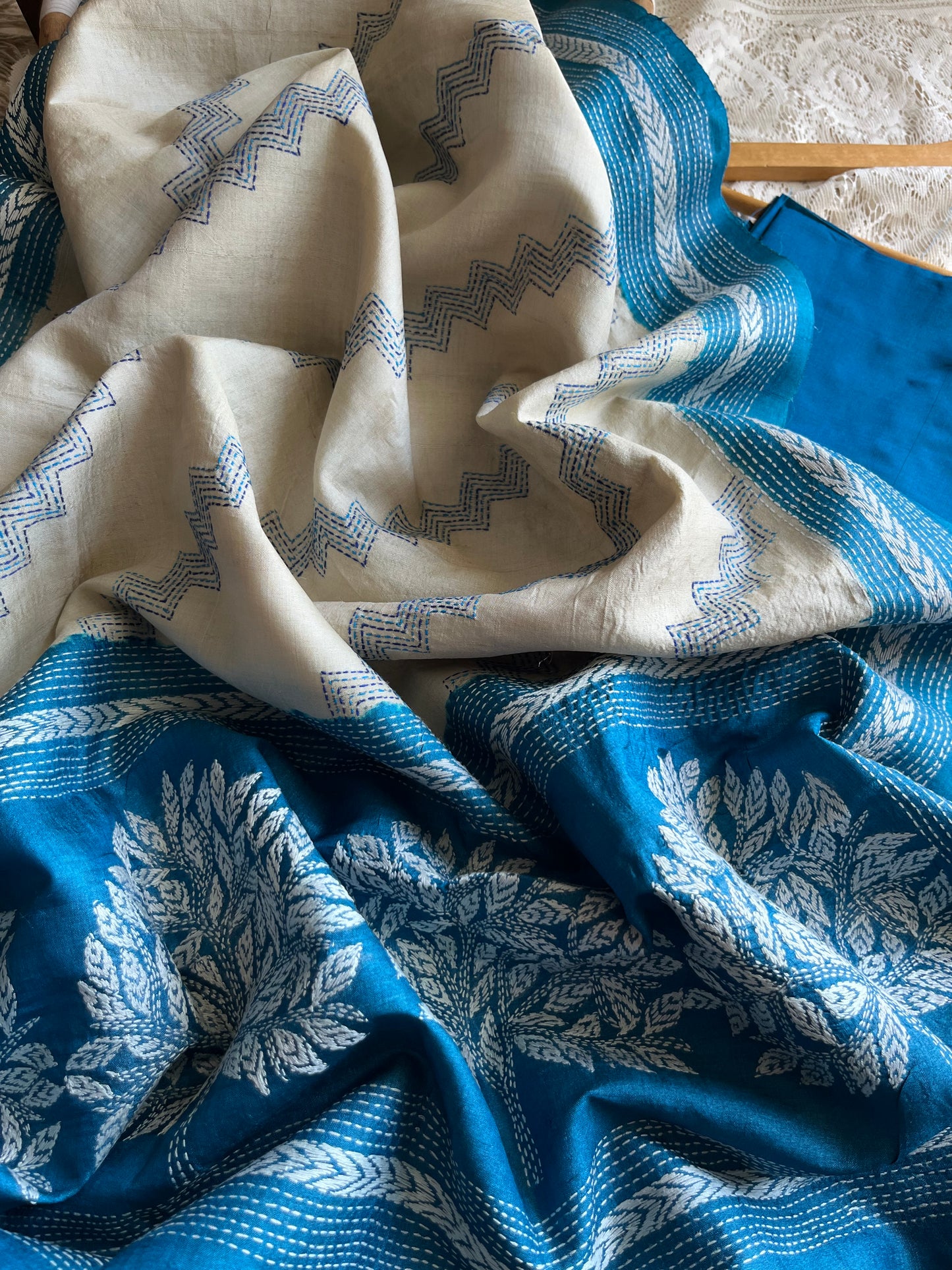 Silk Kantha Dupatta kurta Bottom fabric