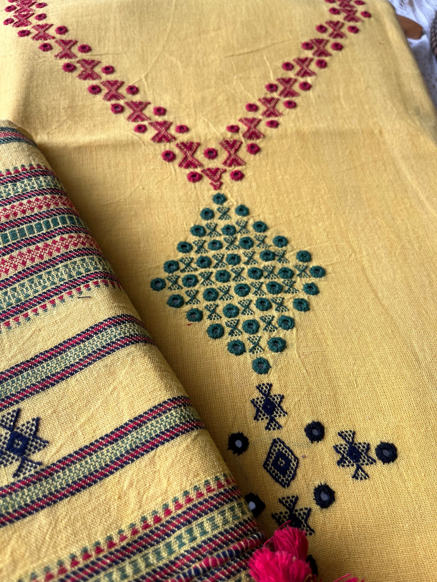Handwoven organic kala Cotton kurta bottom dupatta