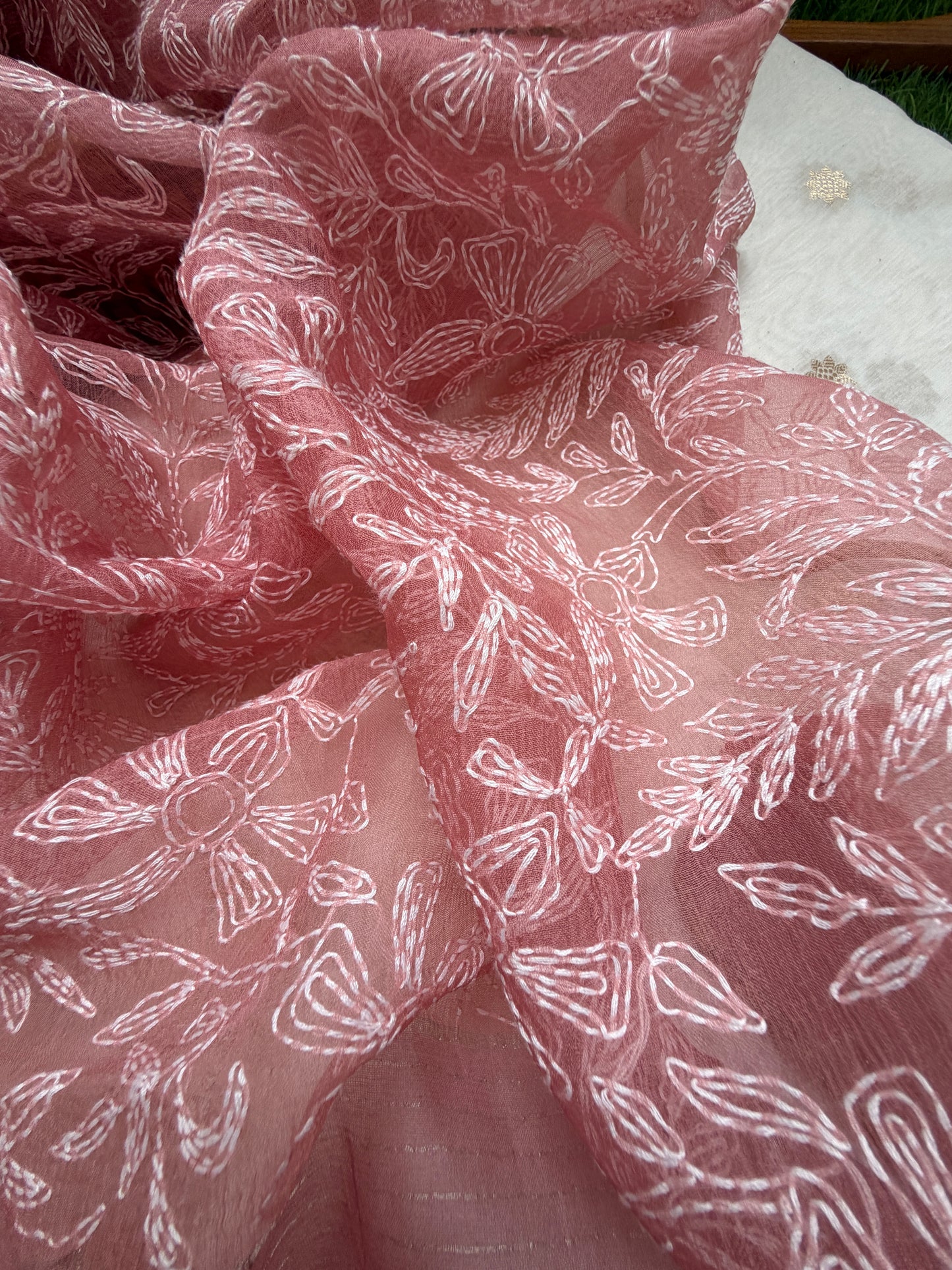 Chanderi banarasi booti Kurta bottom organza silk Dupatta