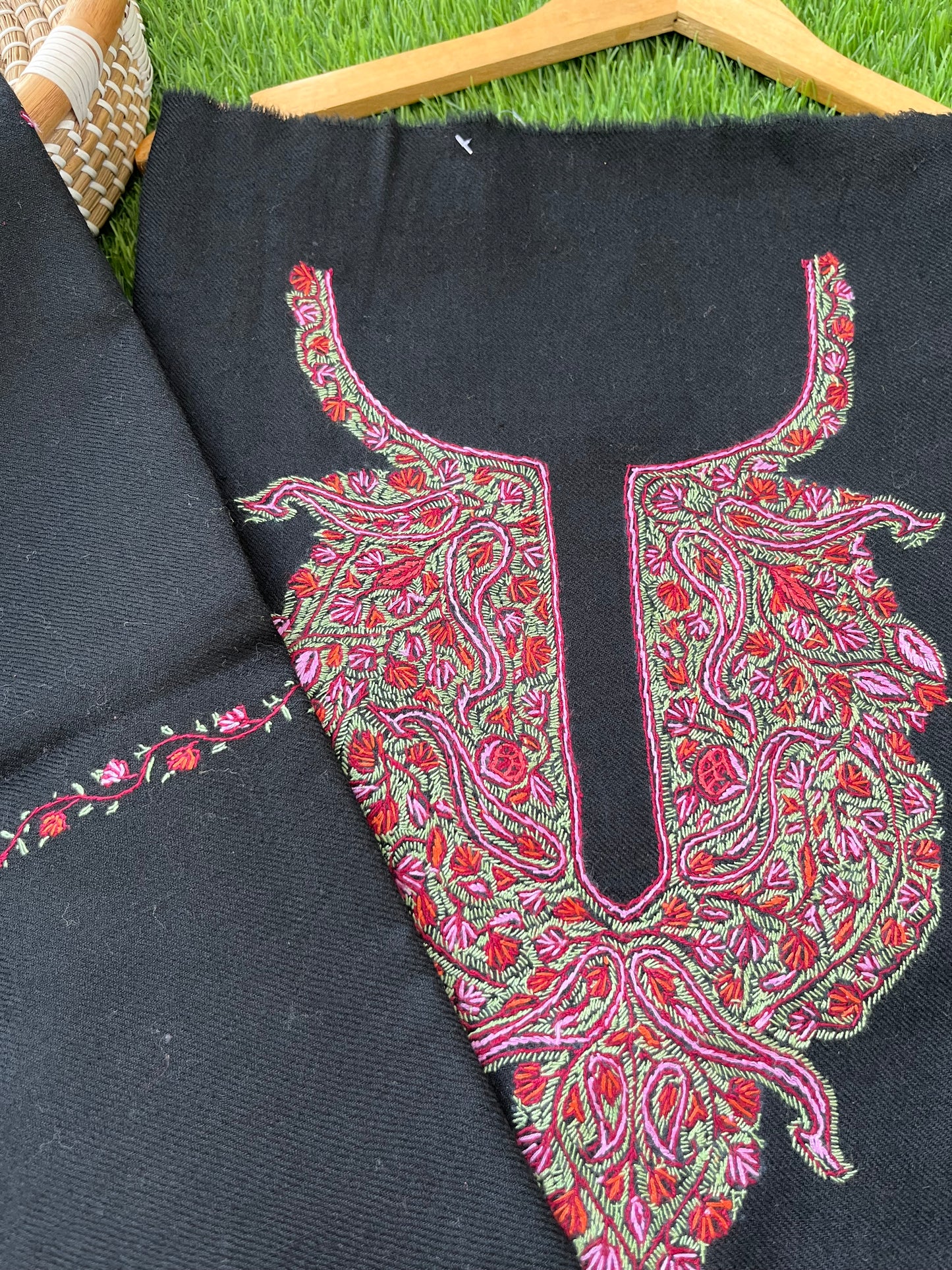 Woollen sozni hand embroidered suit