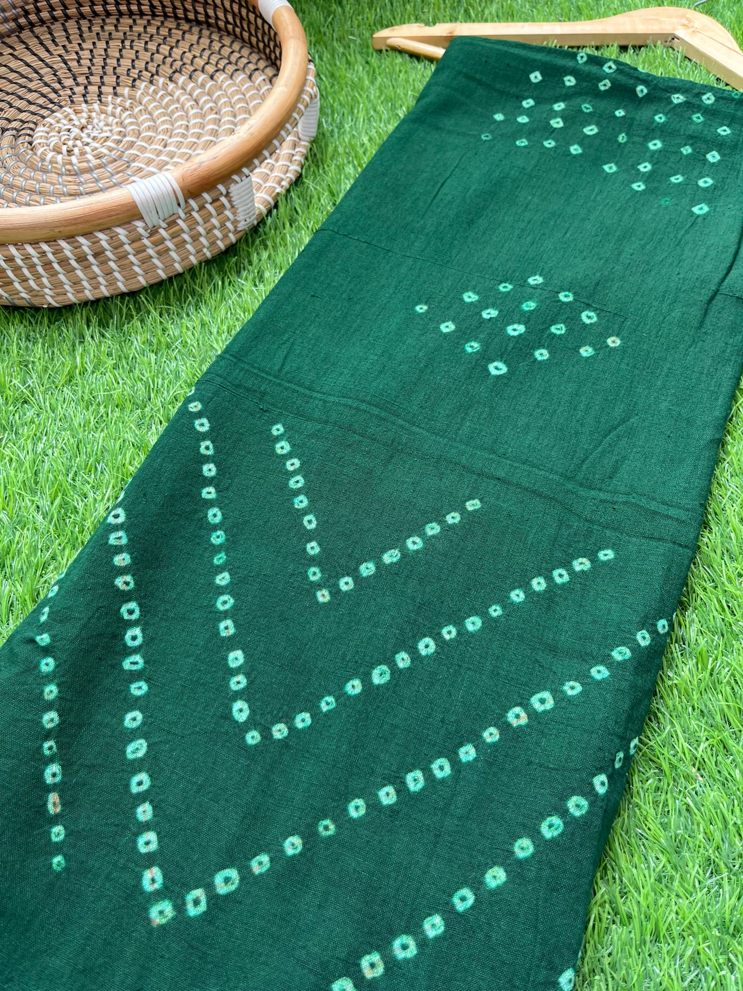 Handwoven organic kala Cotton bandhani fabric