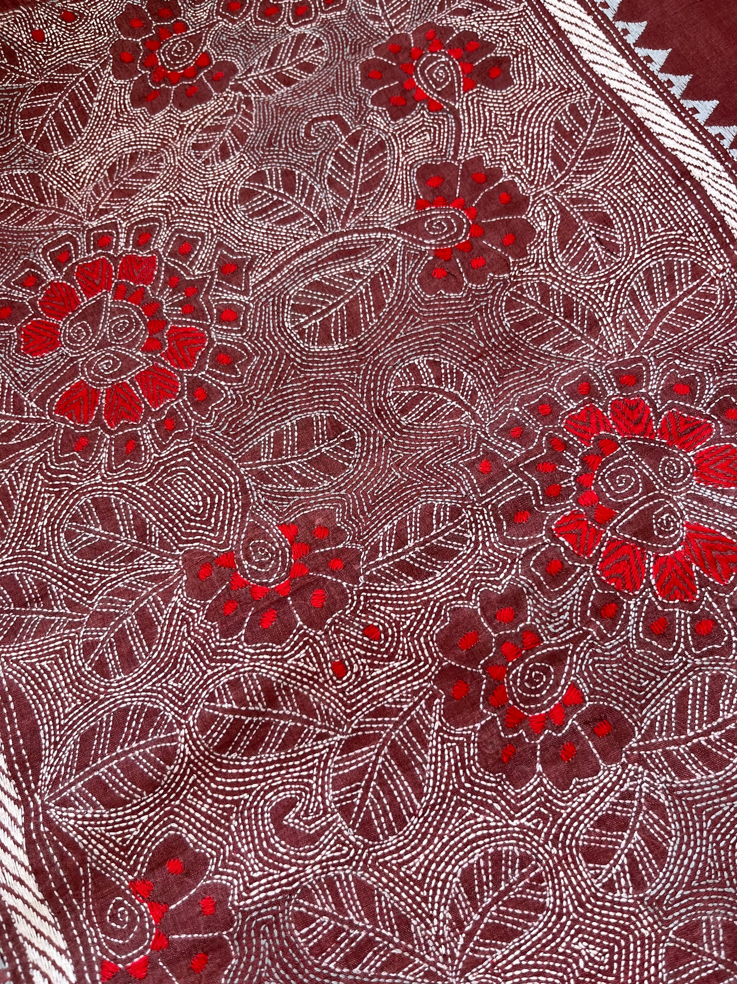 Silk Kantha work kurta fabric