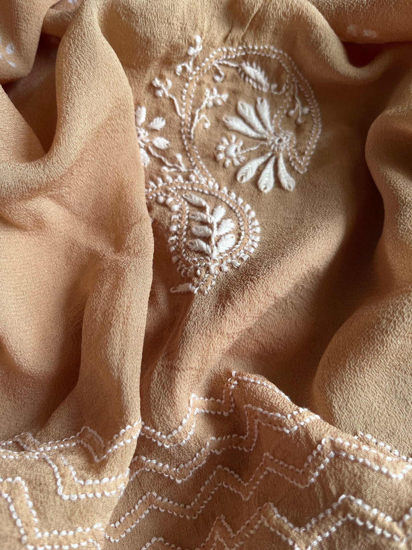 Cotton kurta bottom pure georgette chikankari bandhani dupatta