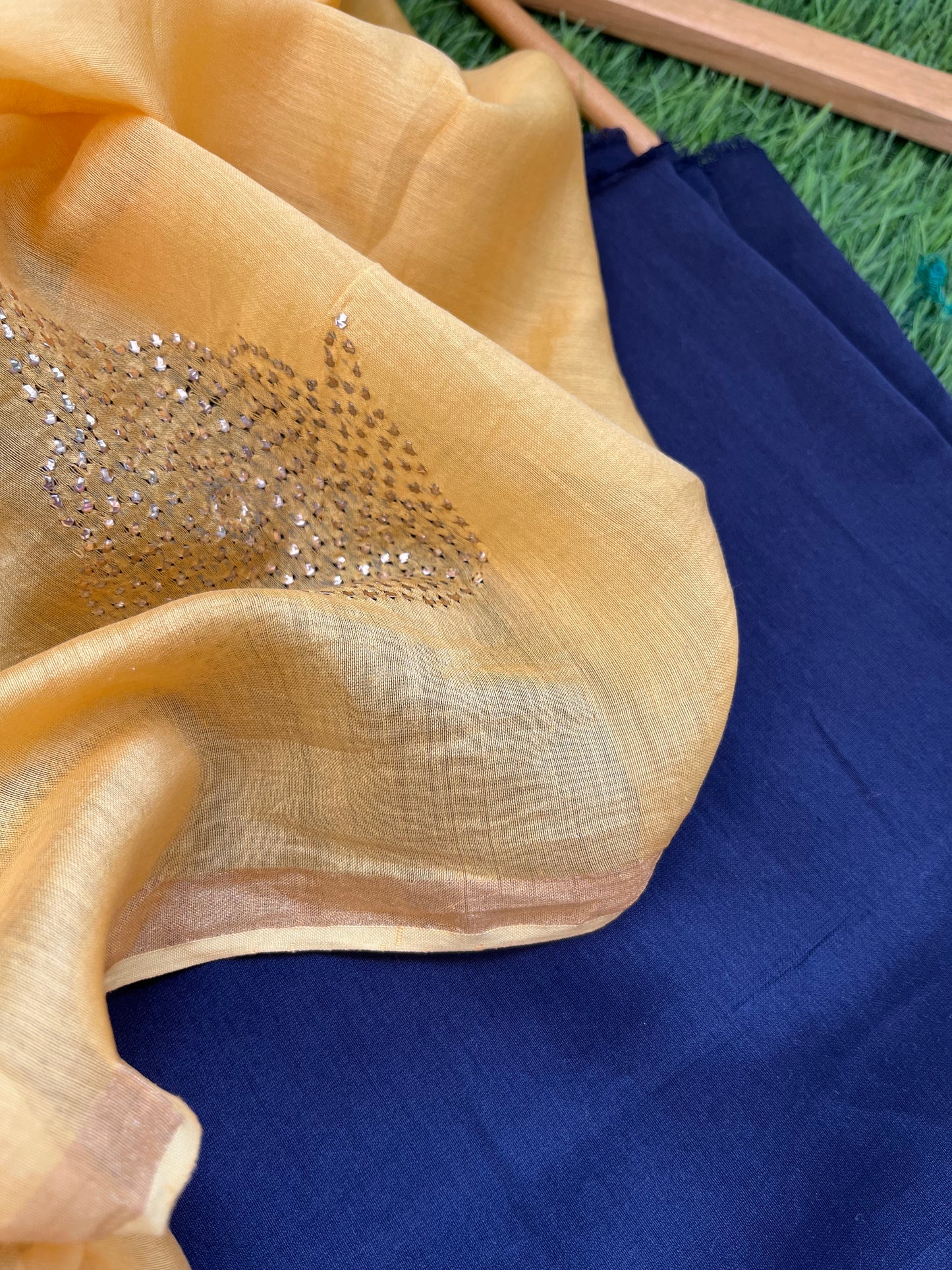 Chanderi Mukaish work Dupatta plain suit fabric