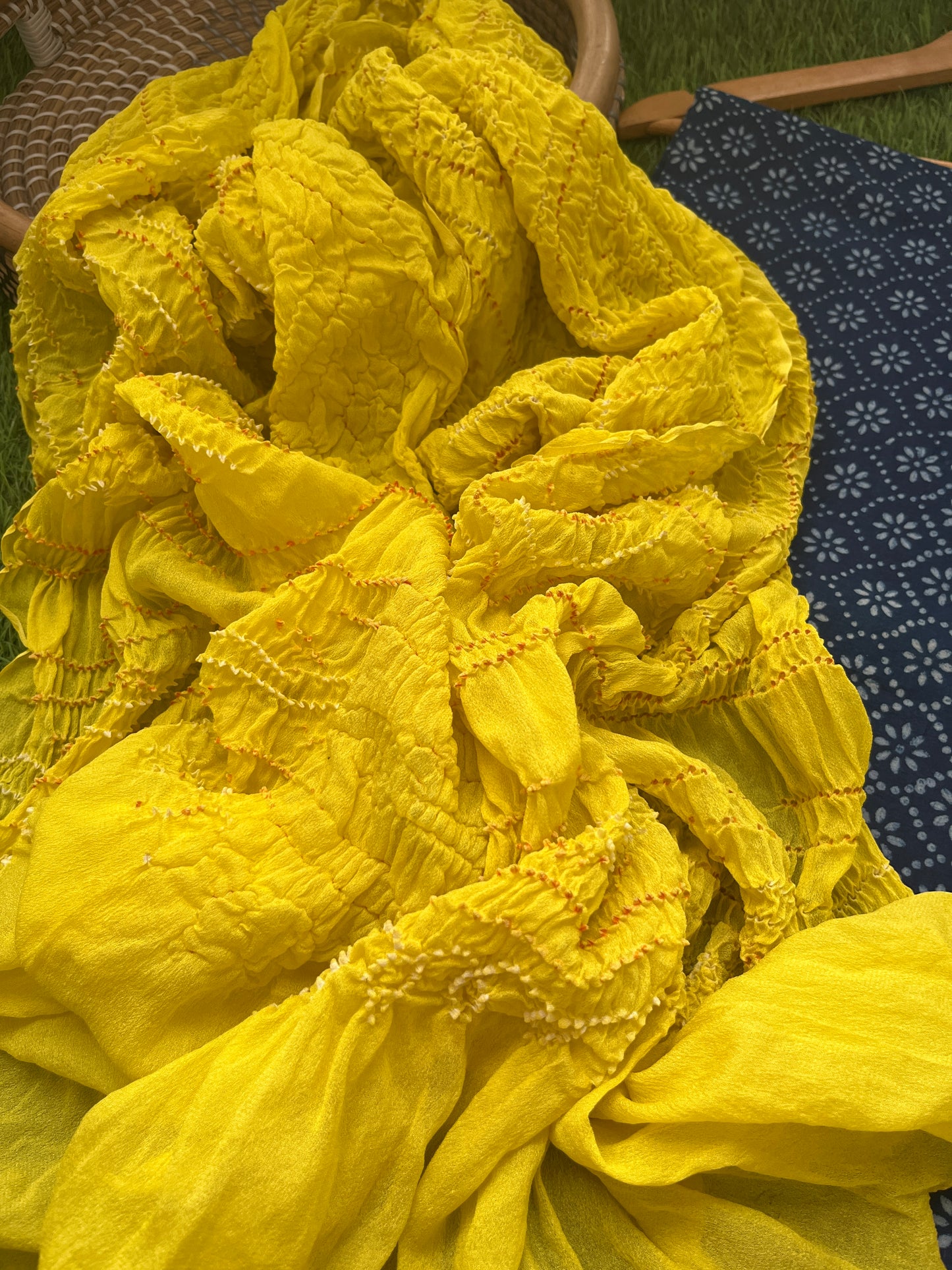 Cotton kurta bottom pure chinon bandhani dupatta