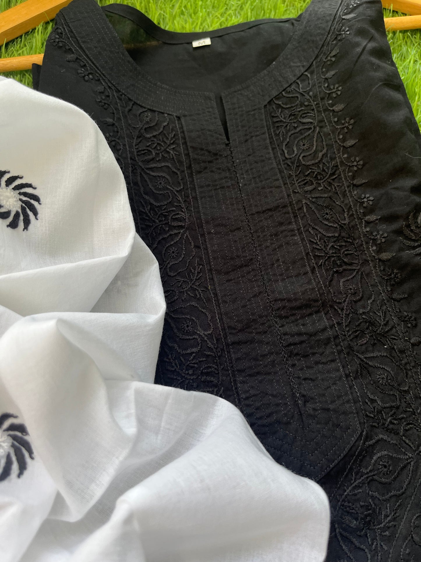 Cotton chikankari kurta dupatta