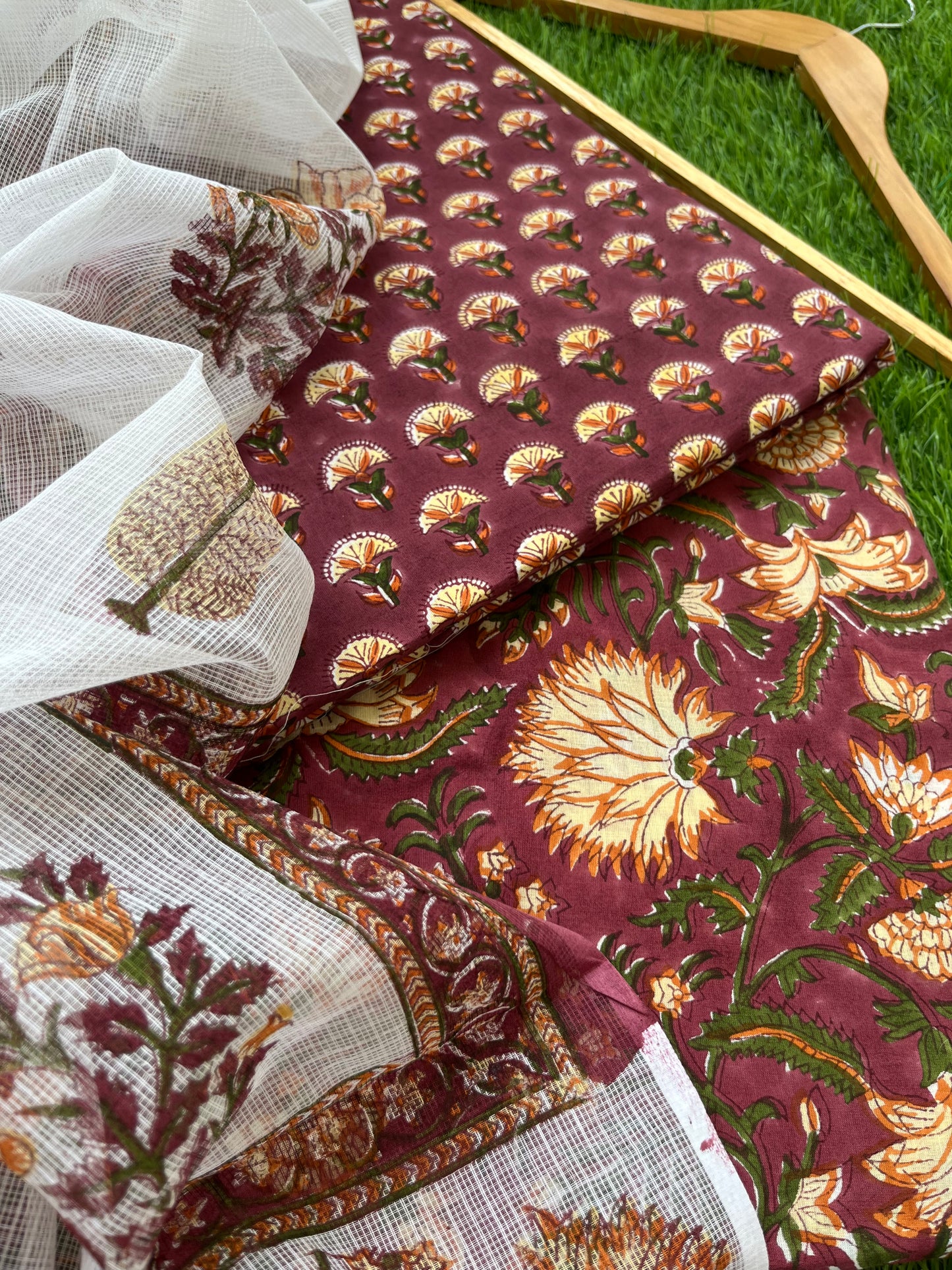 Block print Cotton Dupatta Kurta bottom