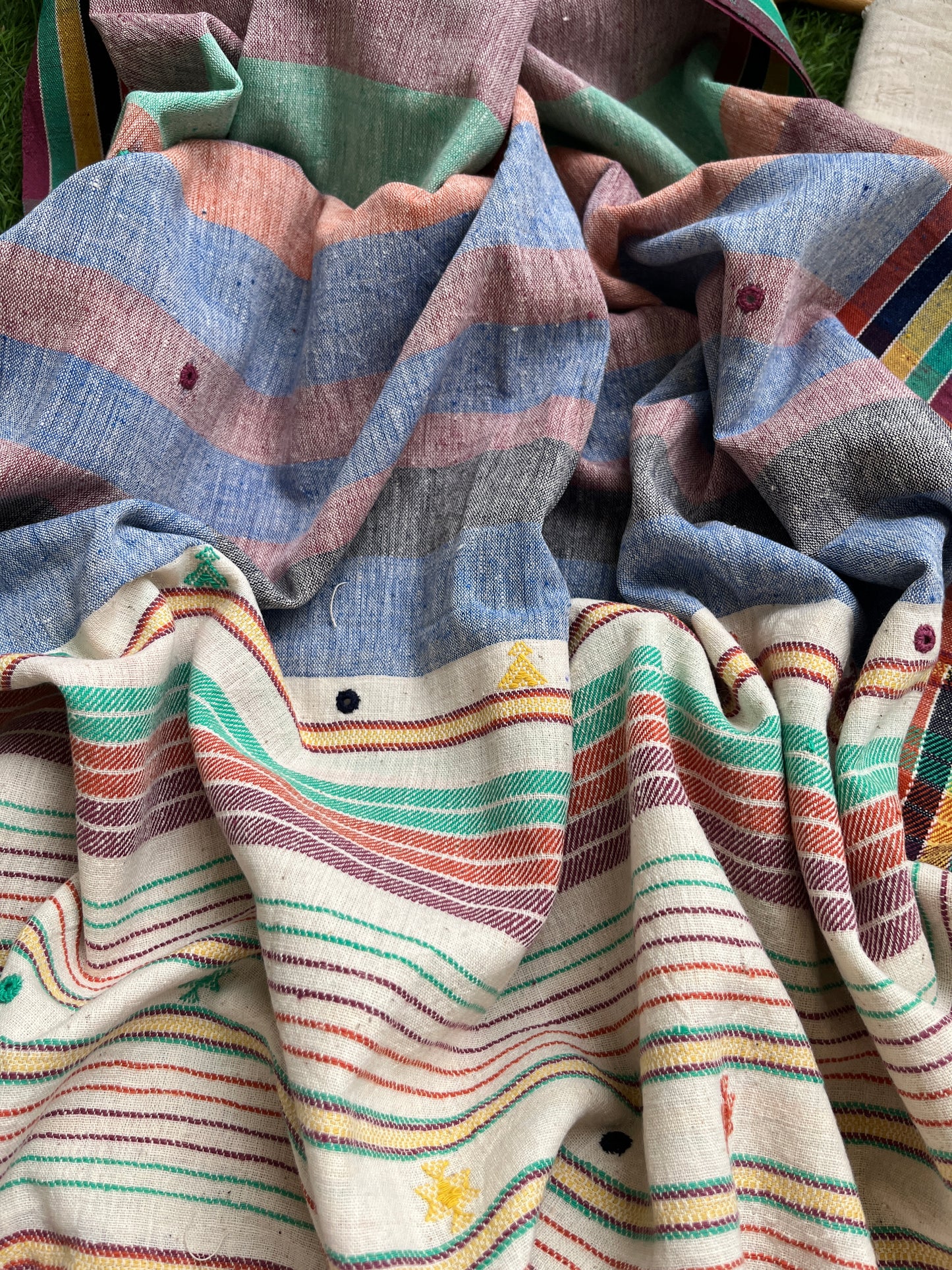 Handwoven organic kala Cotton kurta bottom dupatta