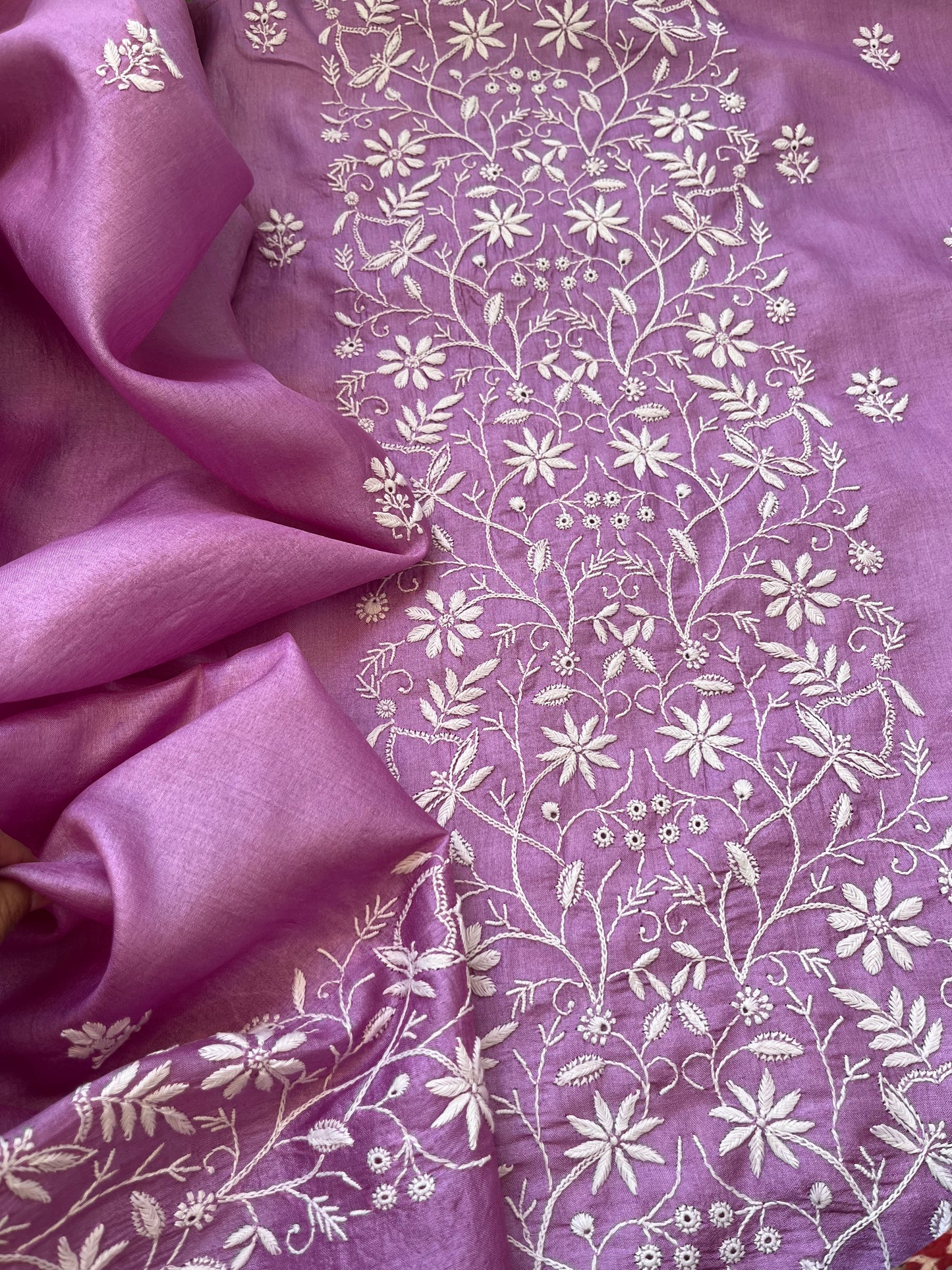 Tussar Silk Chikankari kurta Dupatta