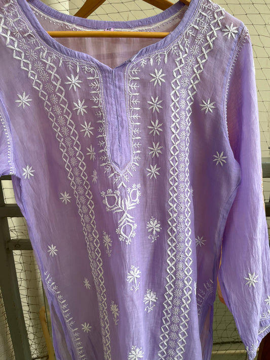 Chanderi chikan work short Kurti